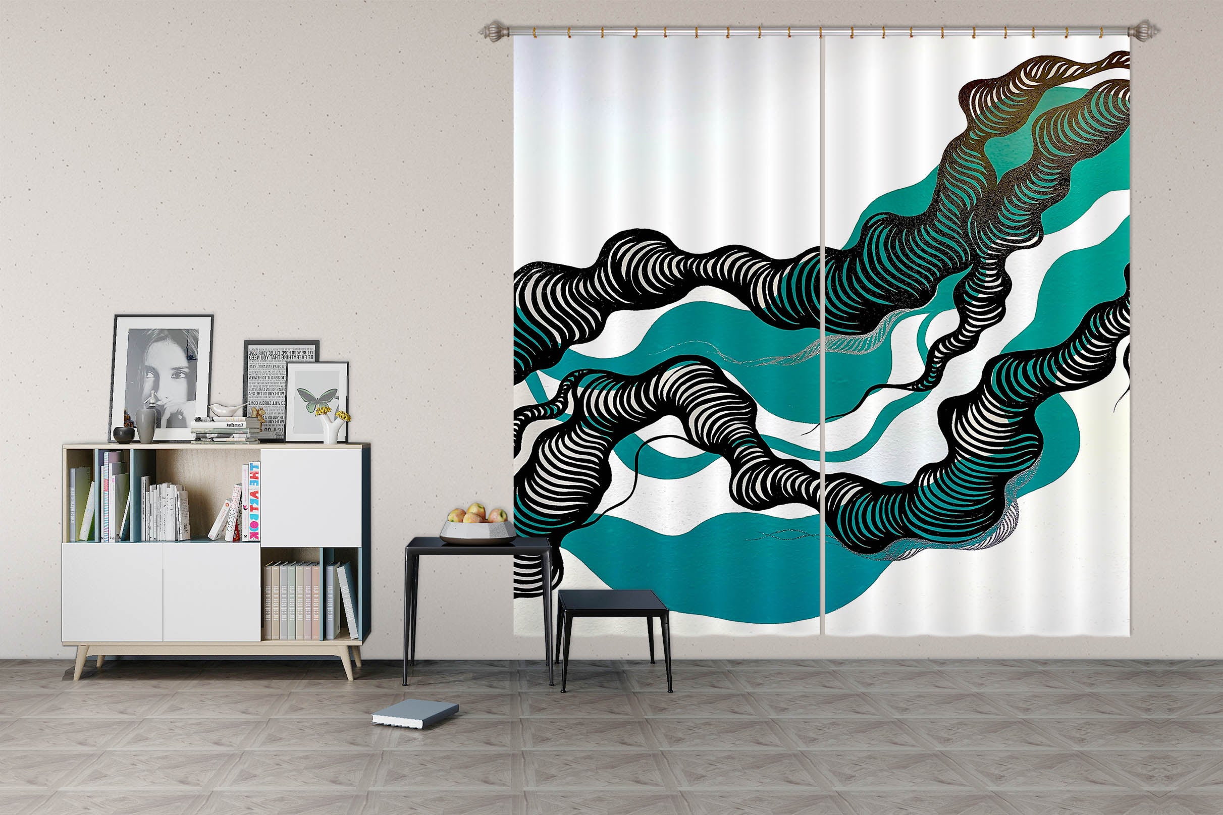 3D Blue Texture 396 Jacqueline Reynoso Curtain Curtains Drapes