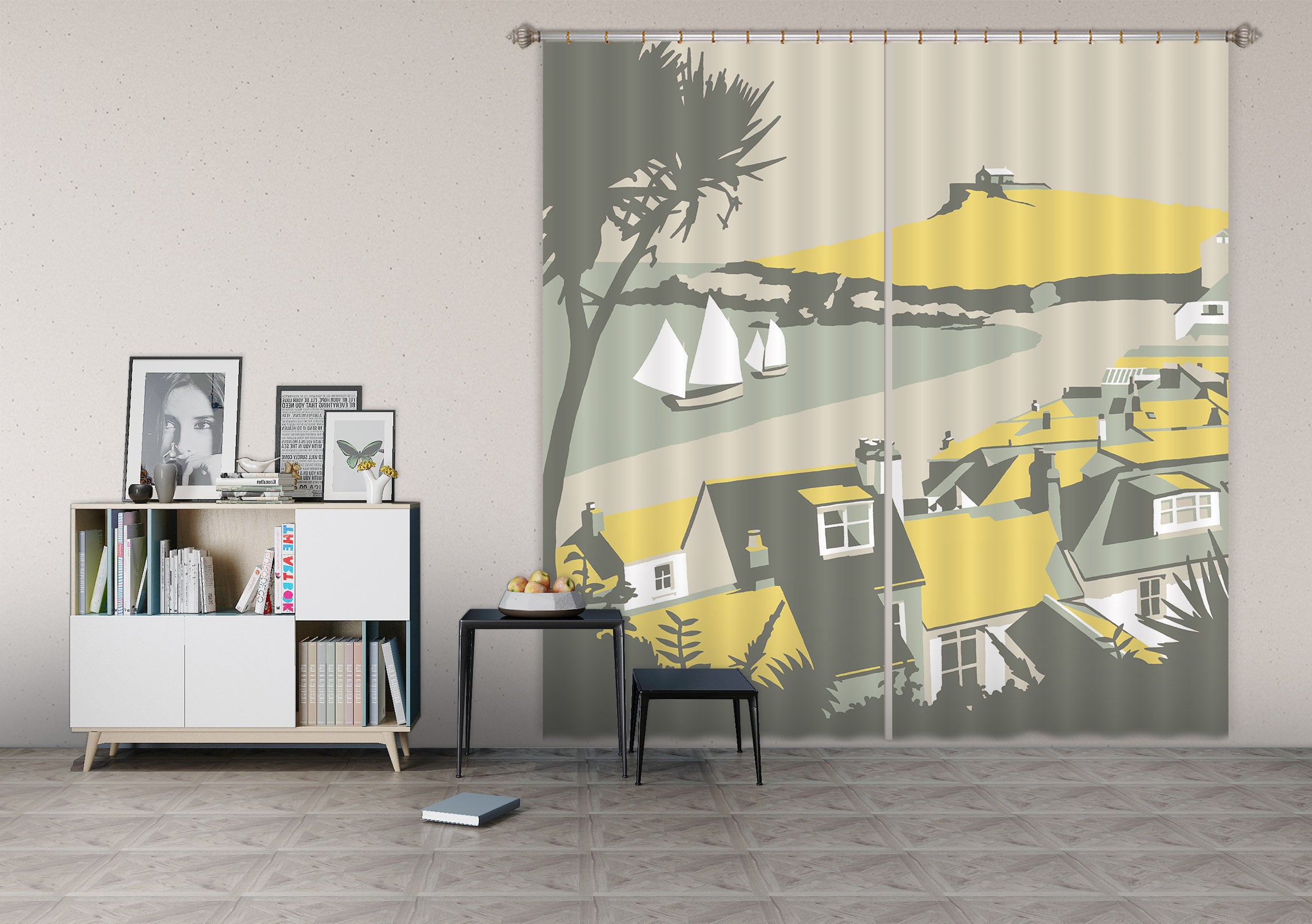 3D Yellow Umbrella 158 Steve Read Curtain Curtains Drapes