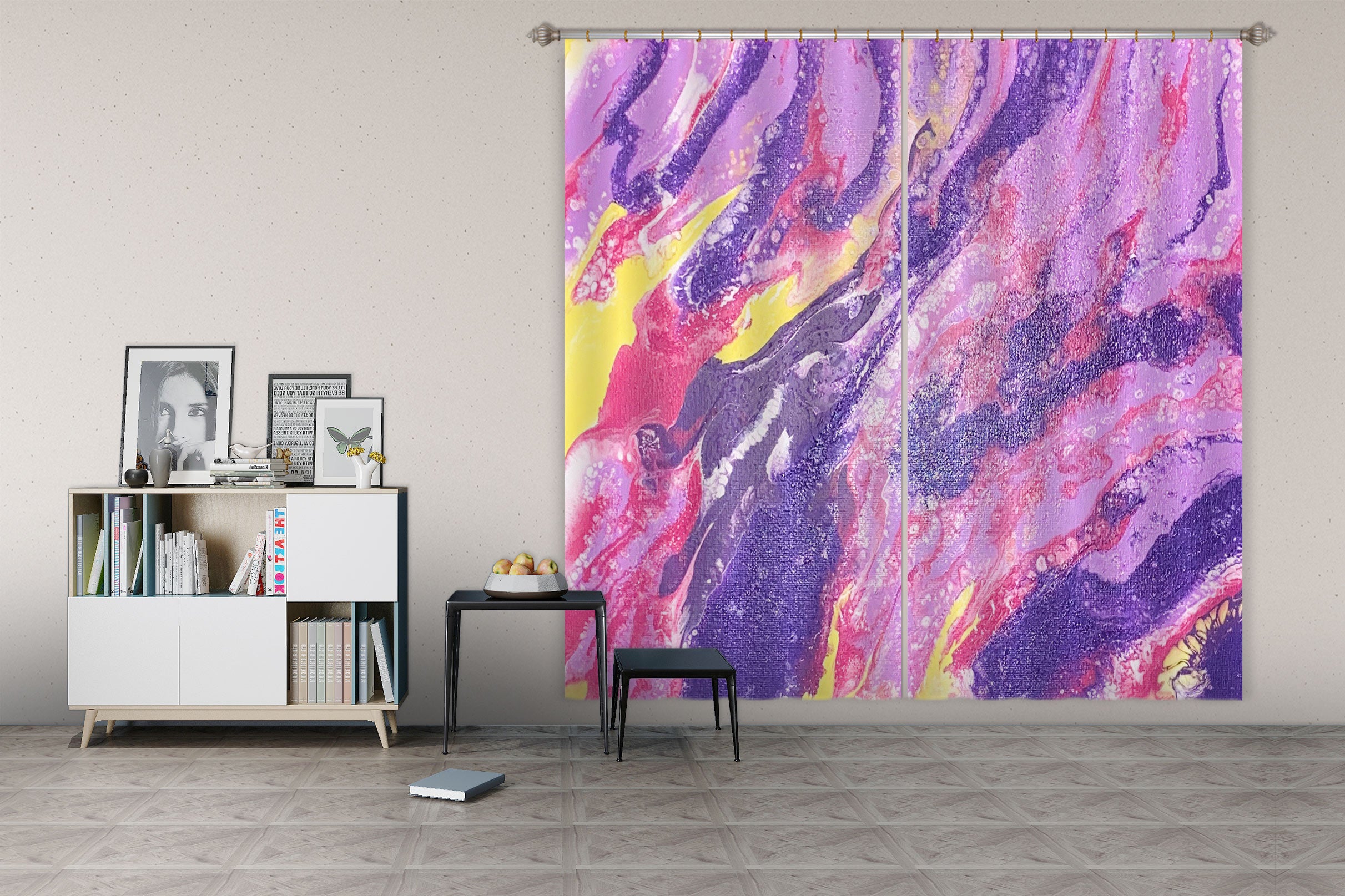 3D Yellow Pink Purple Texture 8155 Valerie Latrice Curtain Curtains Drapes