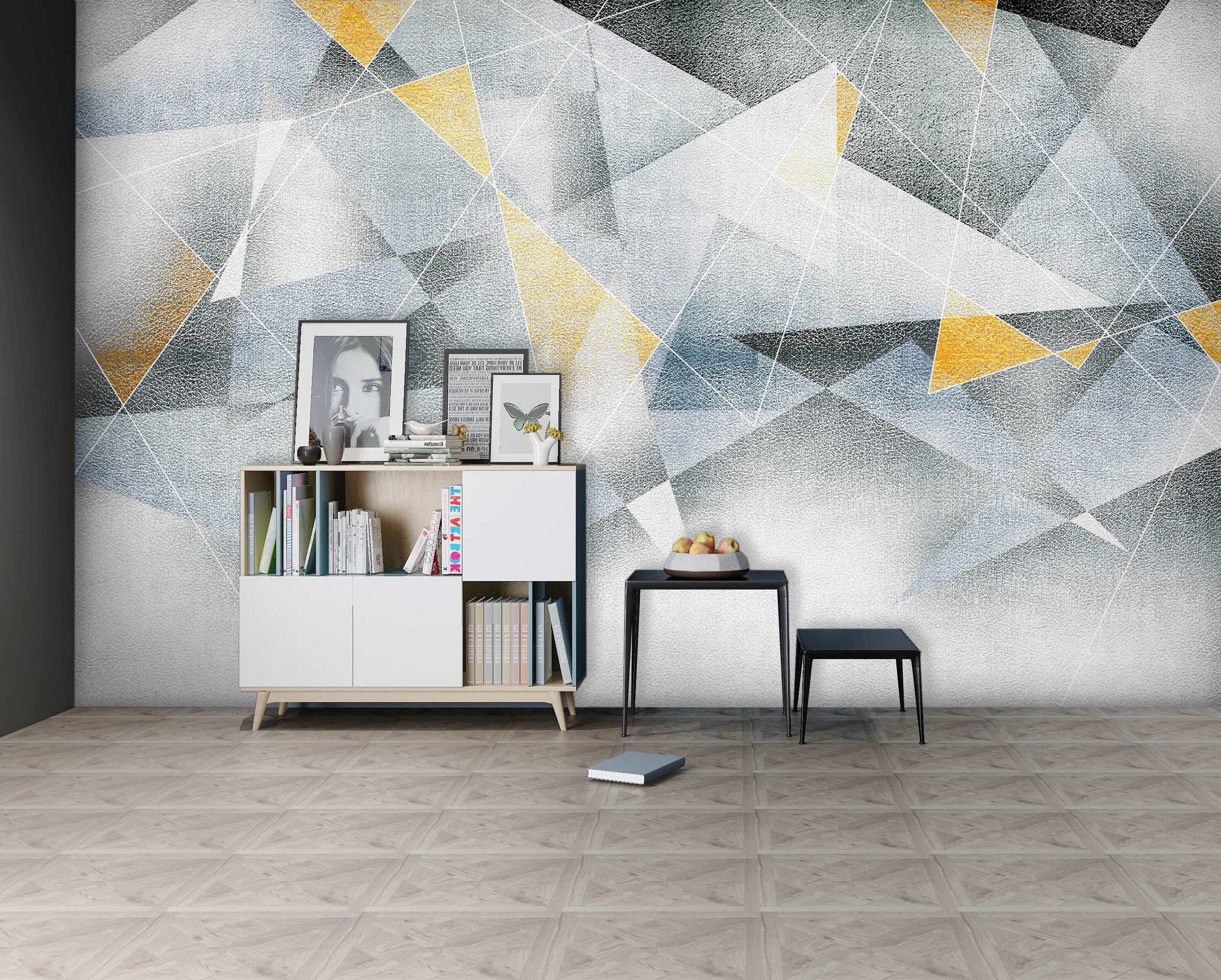 3D Yellow Triangle 1059 Wall Murals