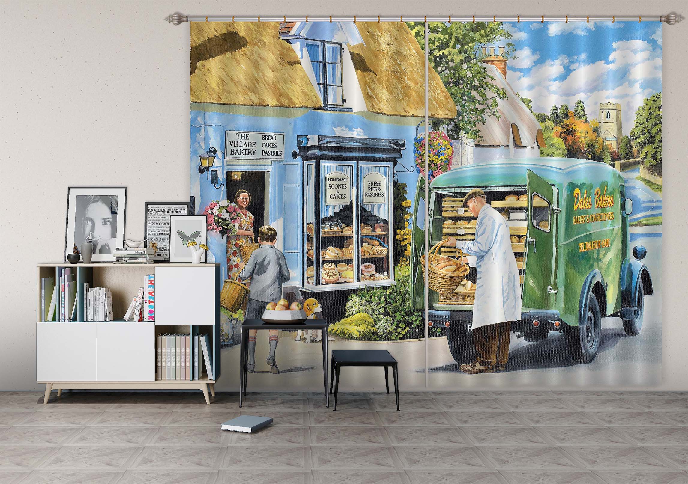 3D The Village Bakery 111 Trevor Mitchell Curtain Curtains Drapes