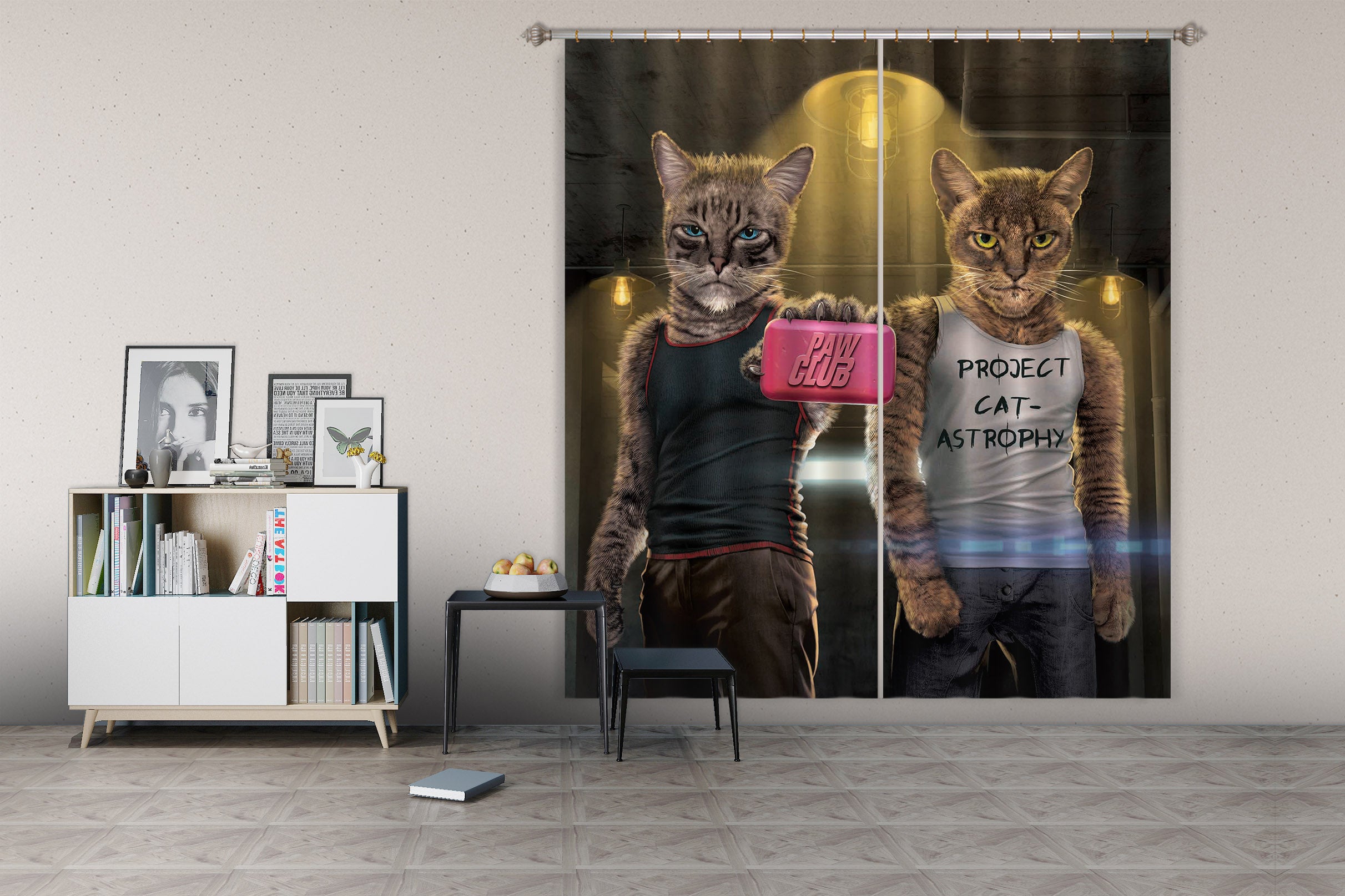 3D Paw Club 057 Vincent Hie Curtain Curtains Drapes