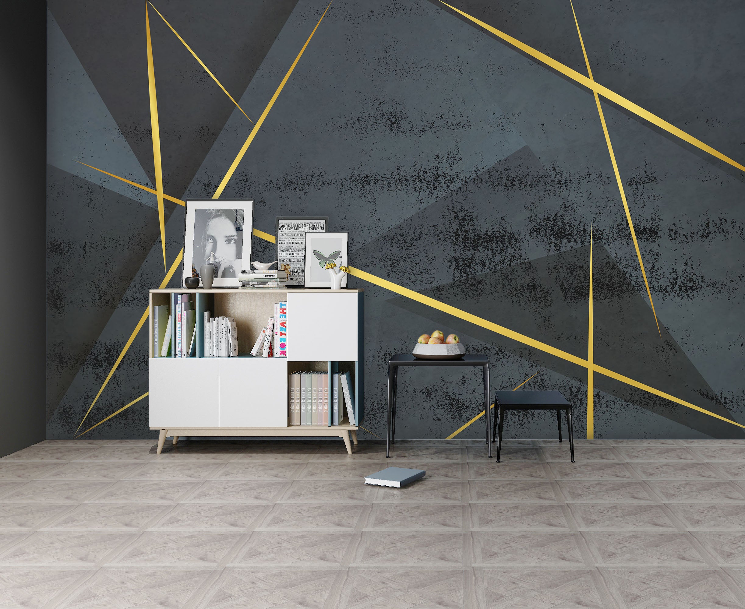 3D Black Triangle 1078 Wall Murals