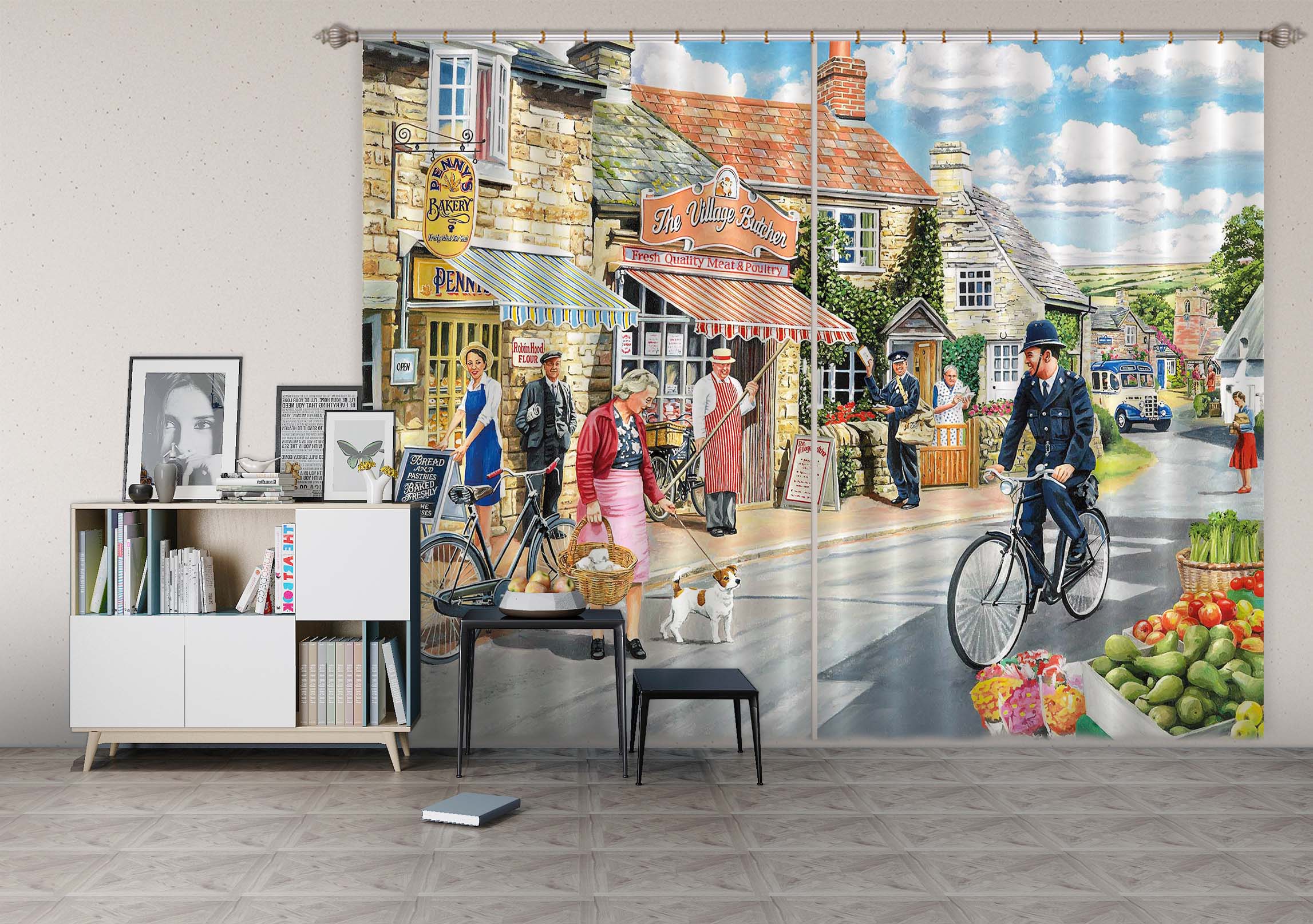 3D The Village High Street 114 Trevor Mitchell Curtain Curtains Drapes