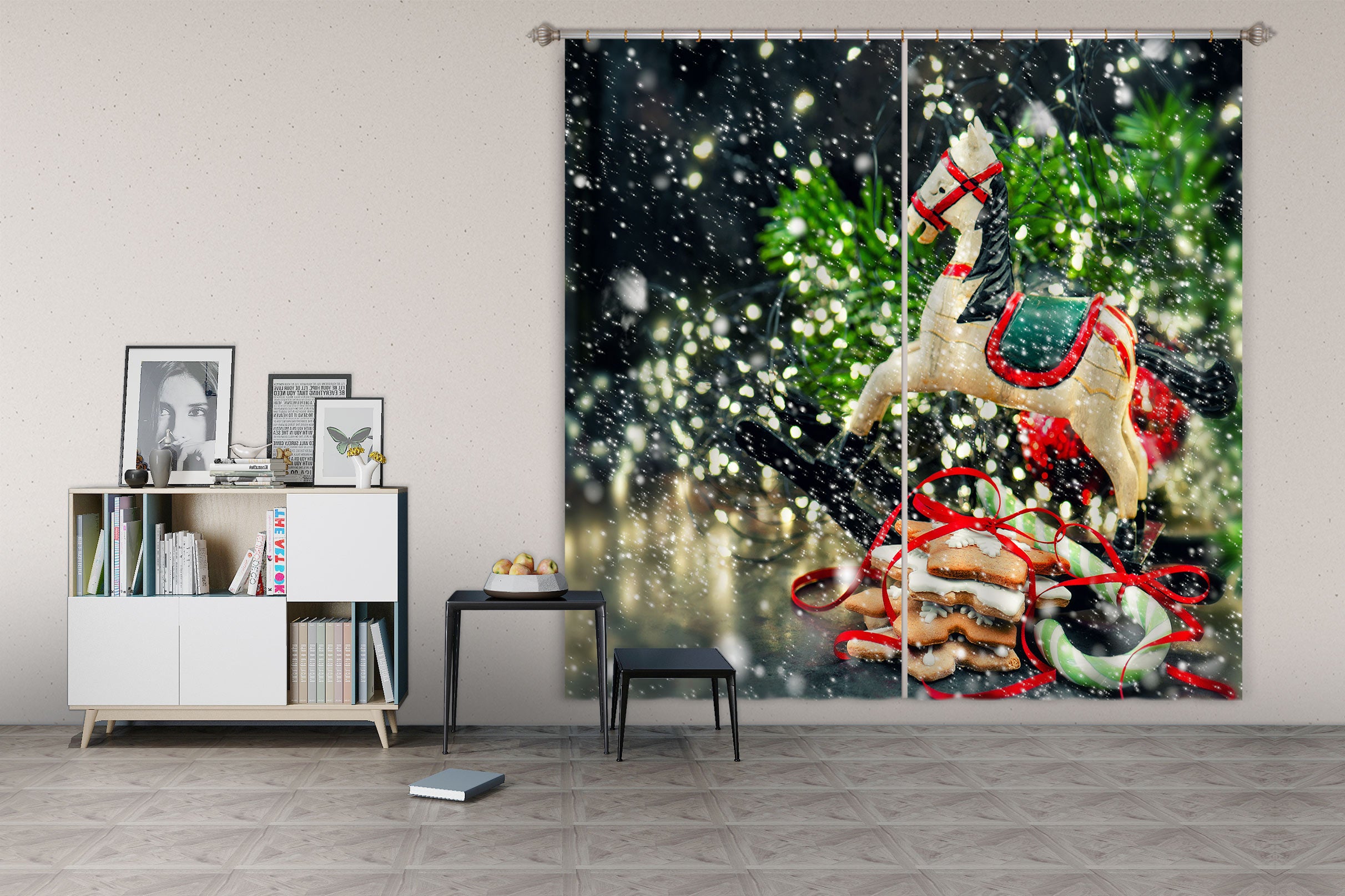 3D Trojan Horse 53076 Christmas Curtains Drapes Xmas