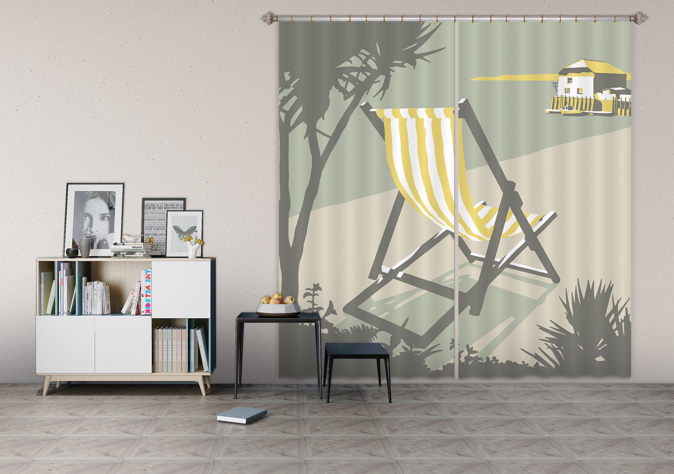 3D Rock Deckchair 138 Steve Read Curtain Curtains Drapes