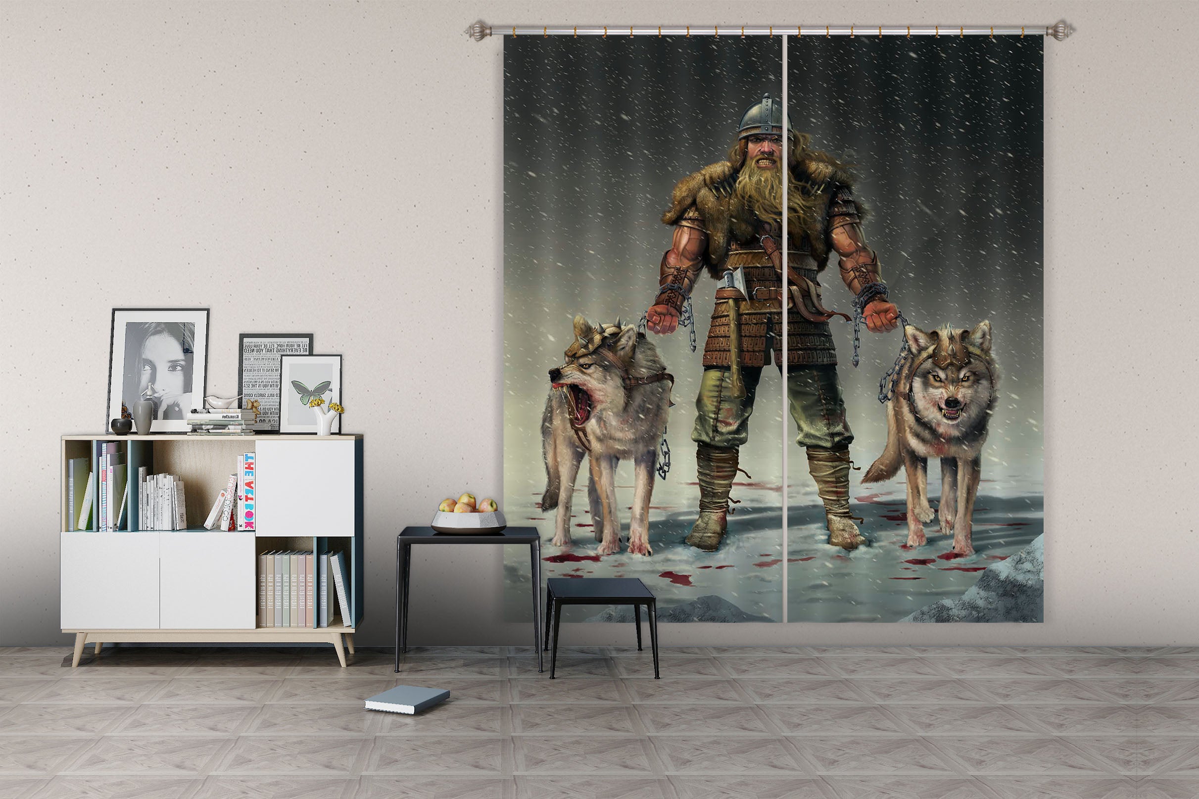 3D Mountain Viking 054 Vincent Hie Curtain Curtains Drapes