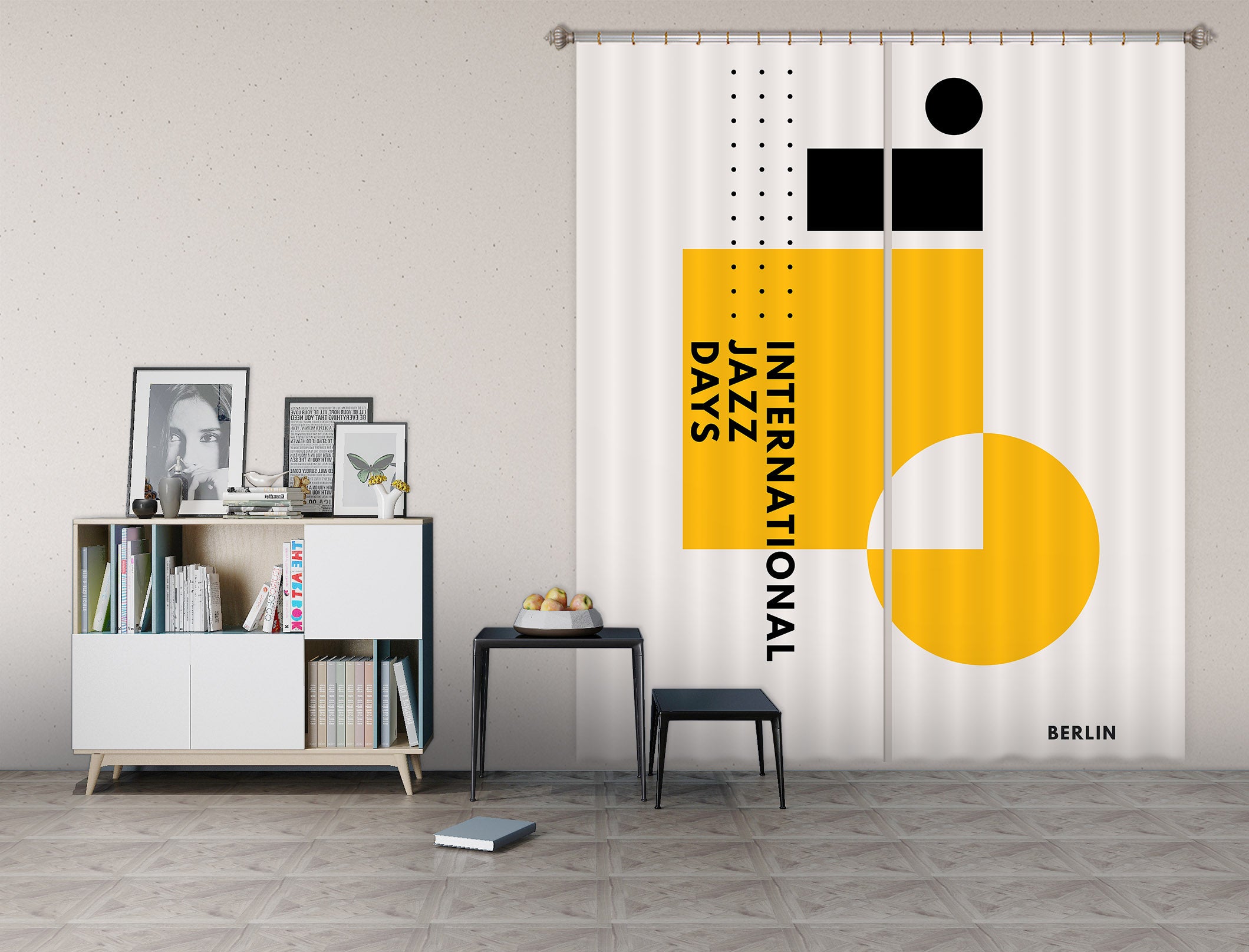 3D Yellow Pattern 1058 Boris Draschoff Curtain Curtains Drapes