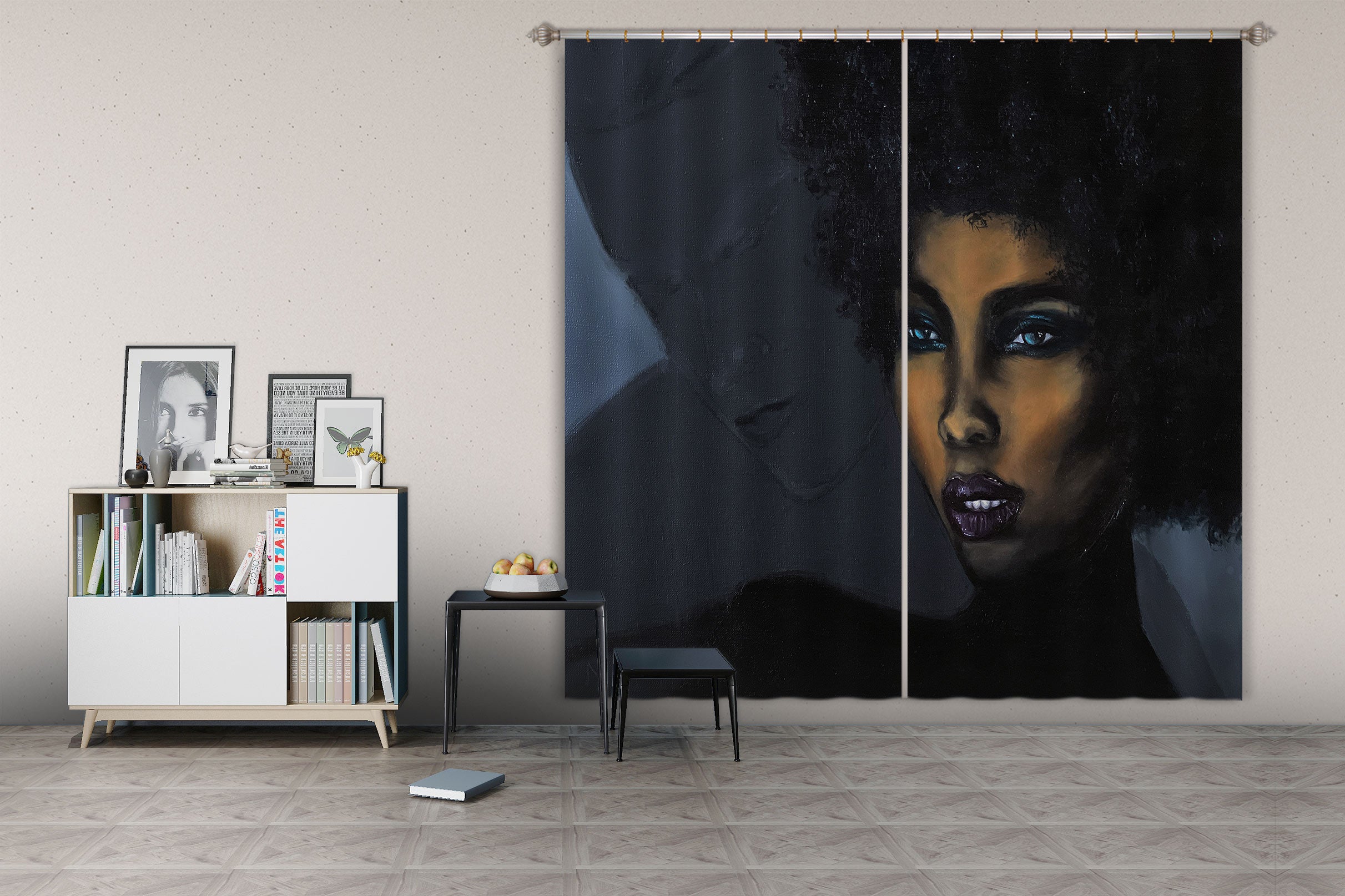 3D Black Woman 9771 Marina Zotova Curtain Curtains Drapes
