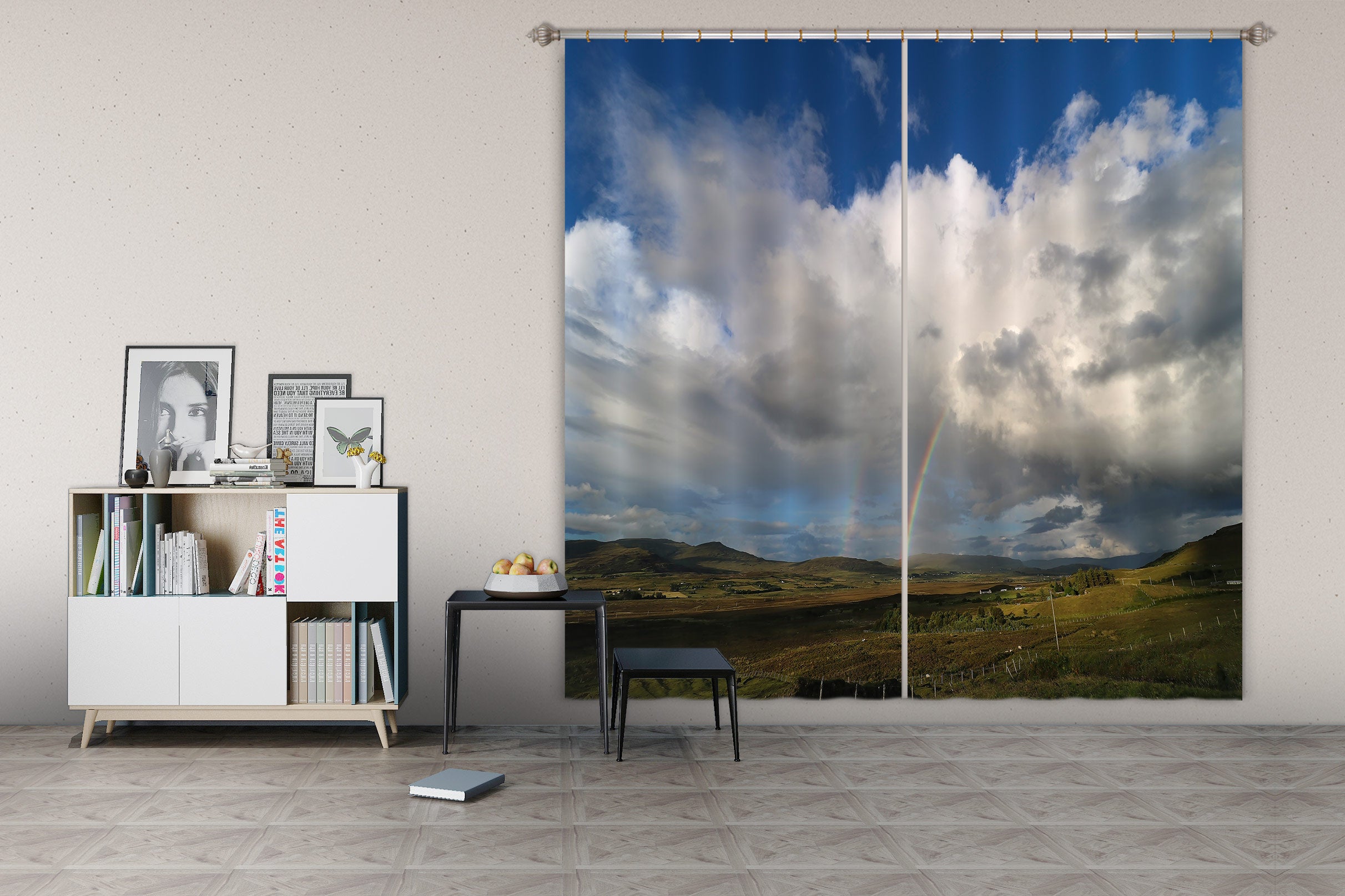 3D Rainbow Village 016 Jerry LoFaro Curtain Curtains Drapes