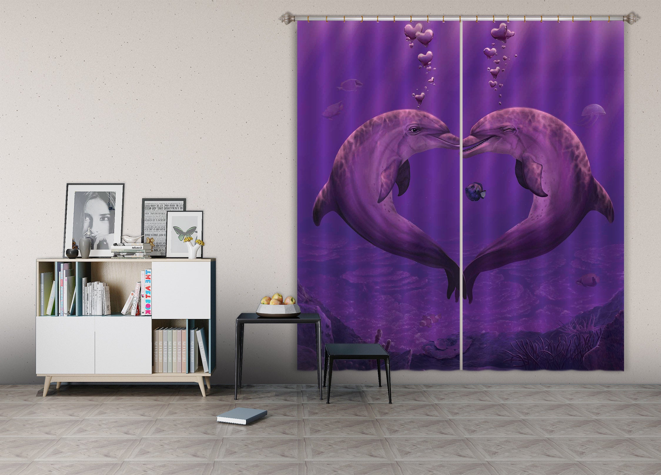 3D Sea Of Hearts Def 067 Vincent Hie Curtain Curtains Drapes