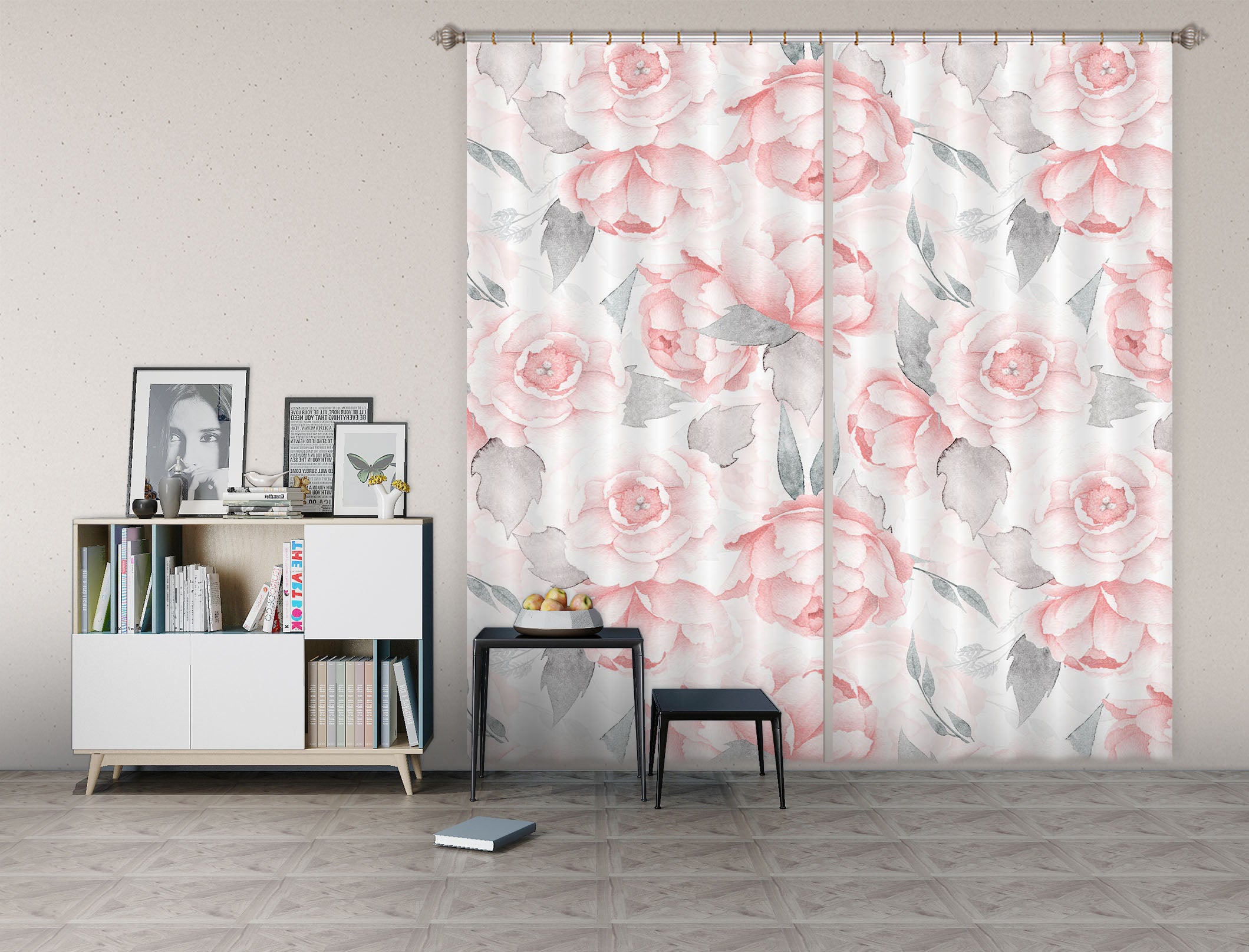 3D Peony Pattern 243 Uta Naumann Curtain Curtains Drapes