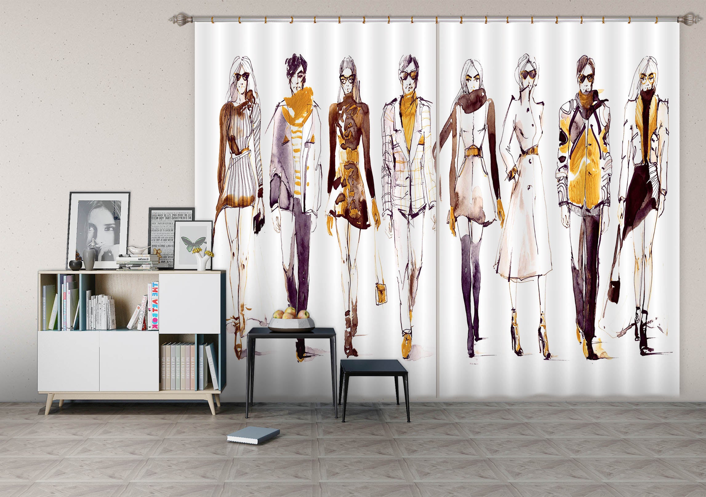 3D Fashion Woman 716 Curtains Drapes