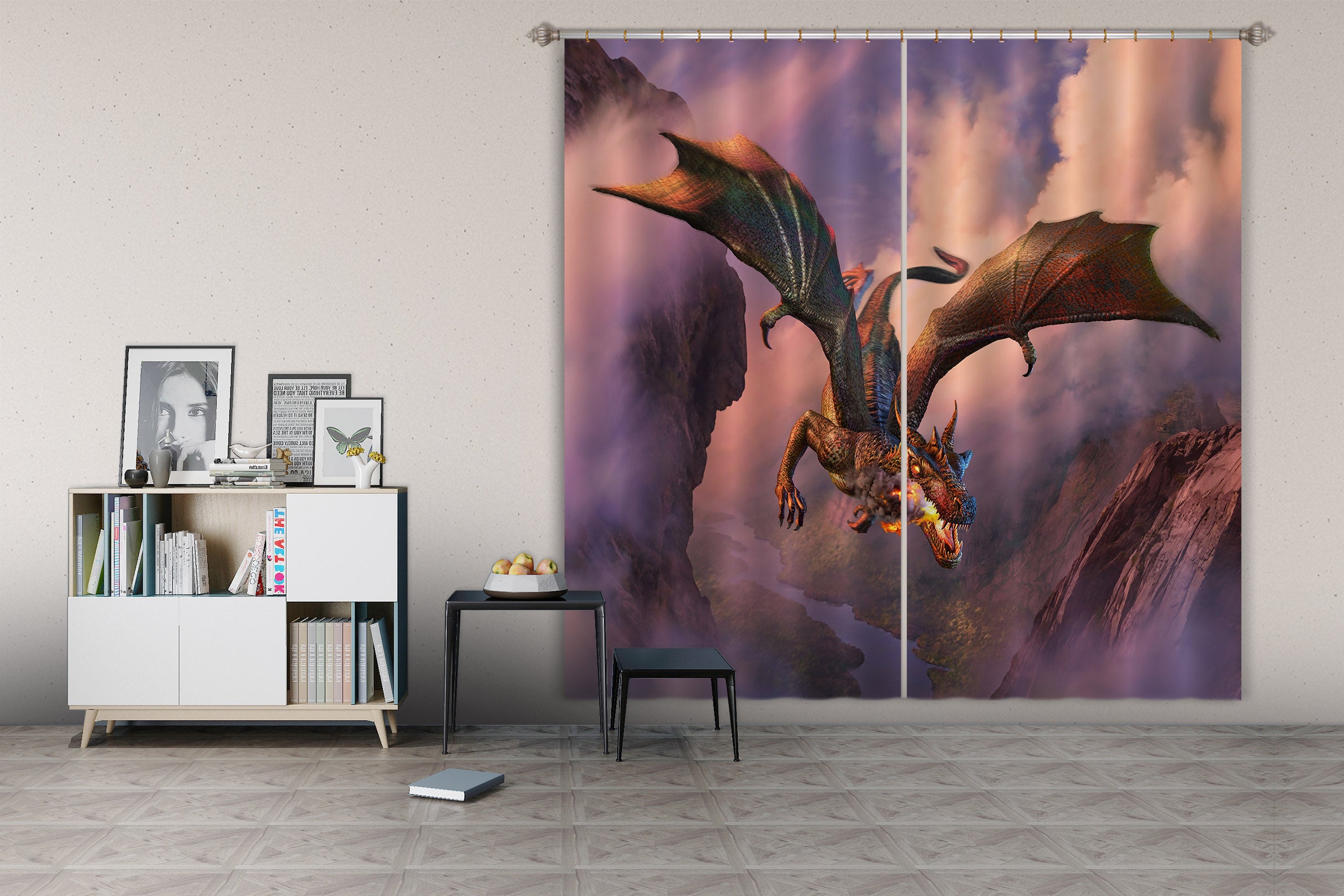 3D Fire Flight 043 Jerry LoFaro Curtain Curtains Drapes