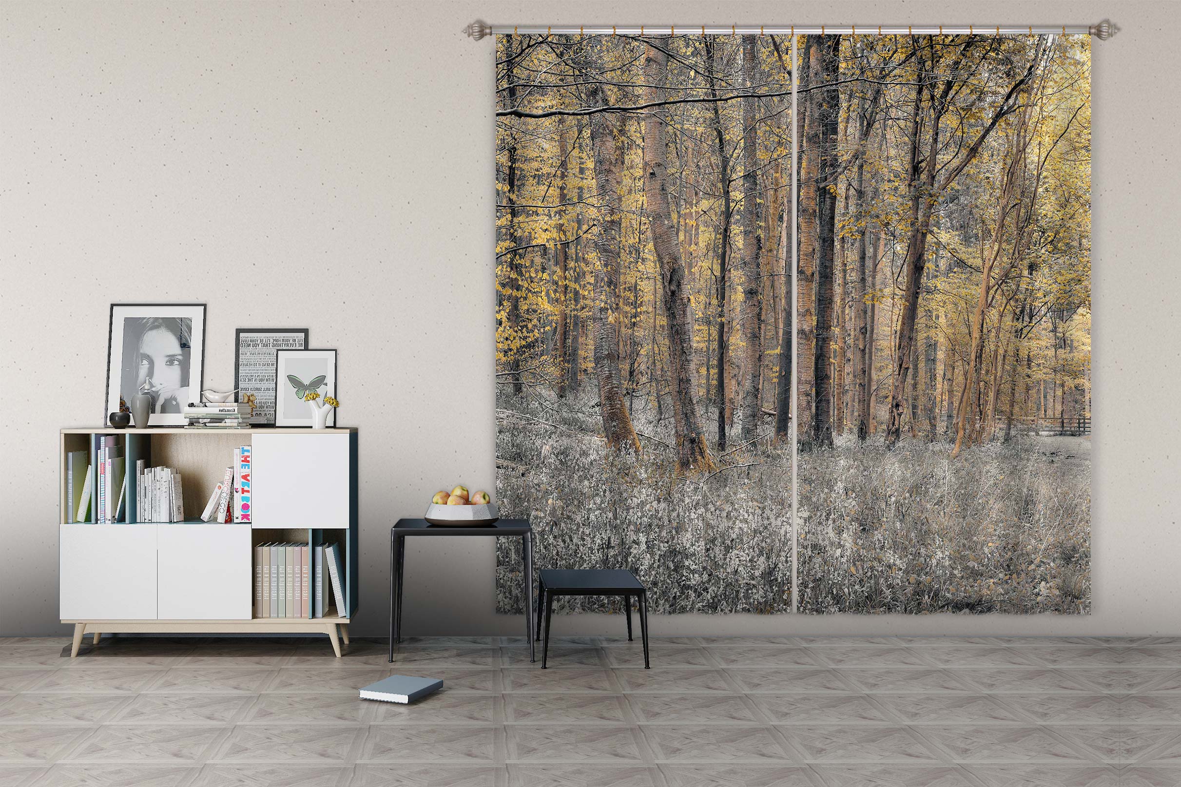 3D Tree Grass 6608 Assaf Frank Curtain Curtains Drapes