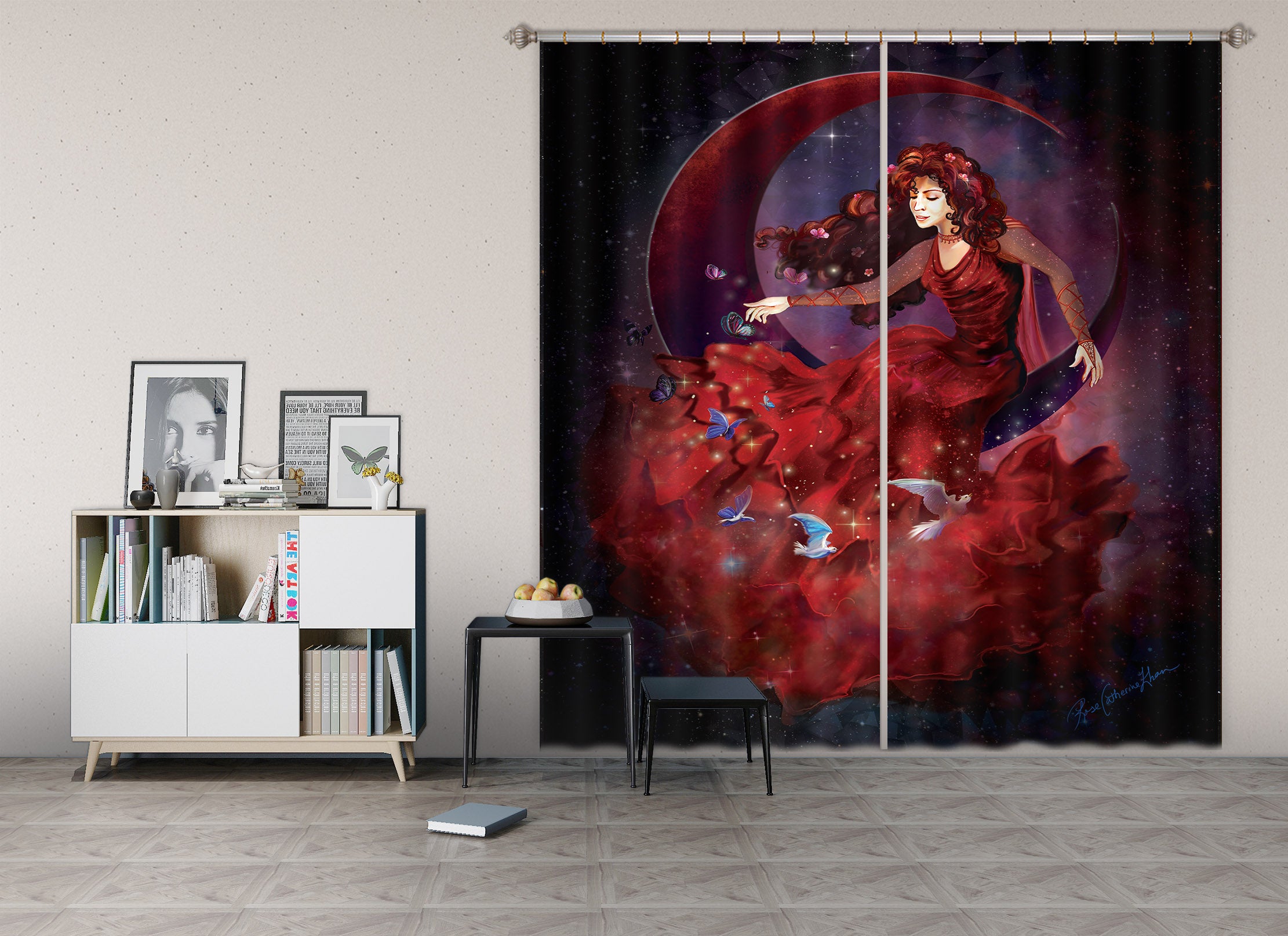 3D Beautiful Princess 113 Rose Catherine Khan Curtain Curtains Drapes