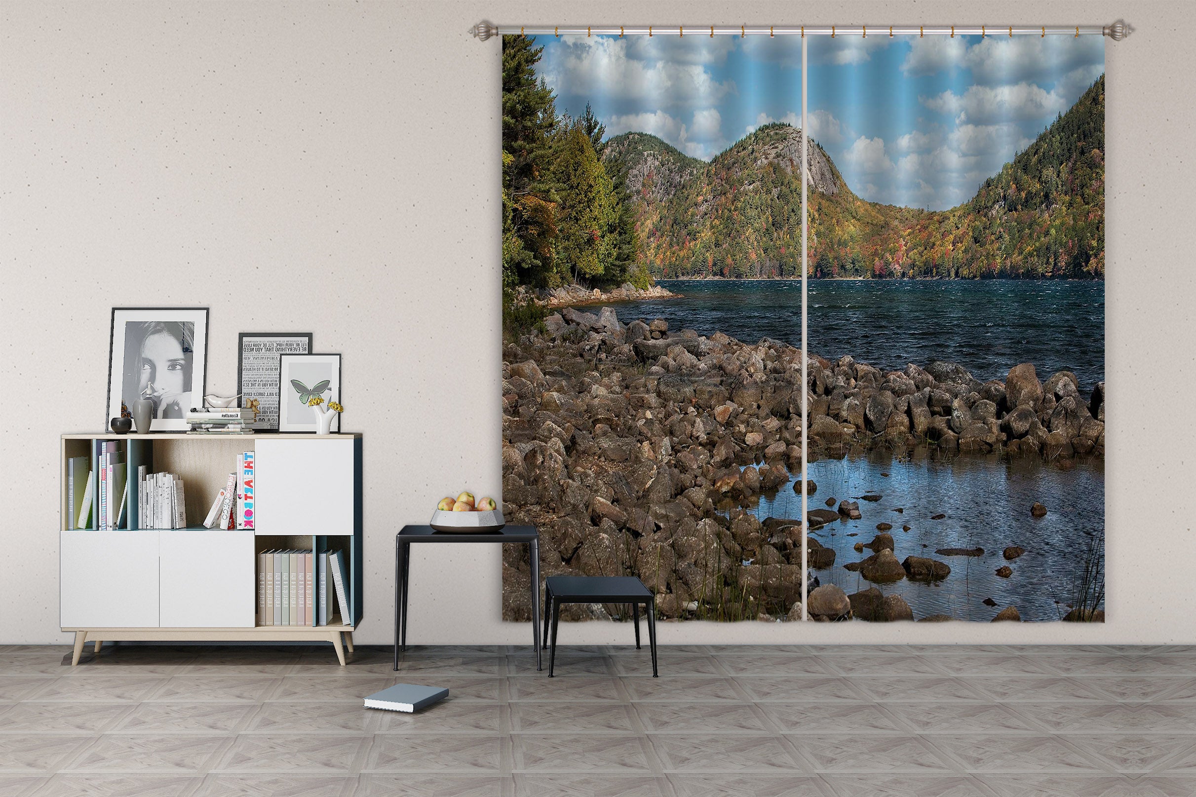 3D Mountains Rivers 62150 Kathy Barefield Curtain Curtains Drapes