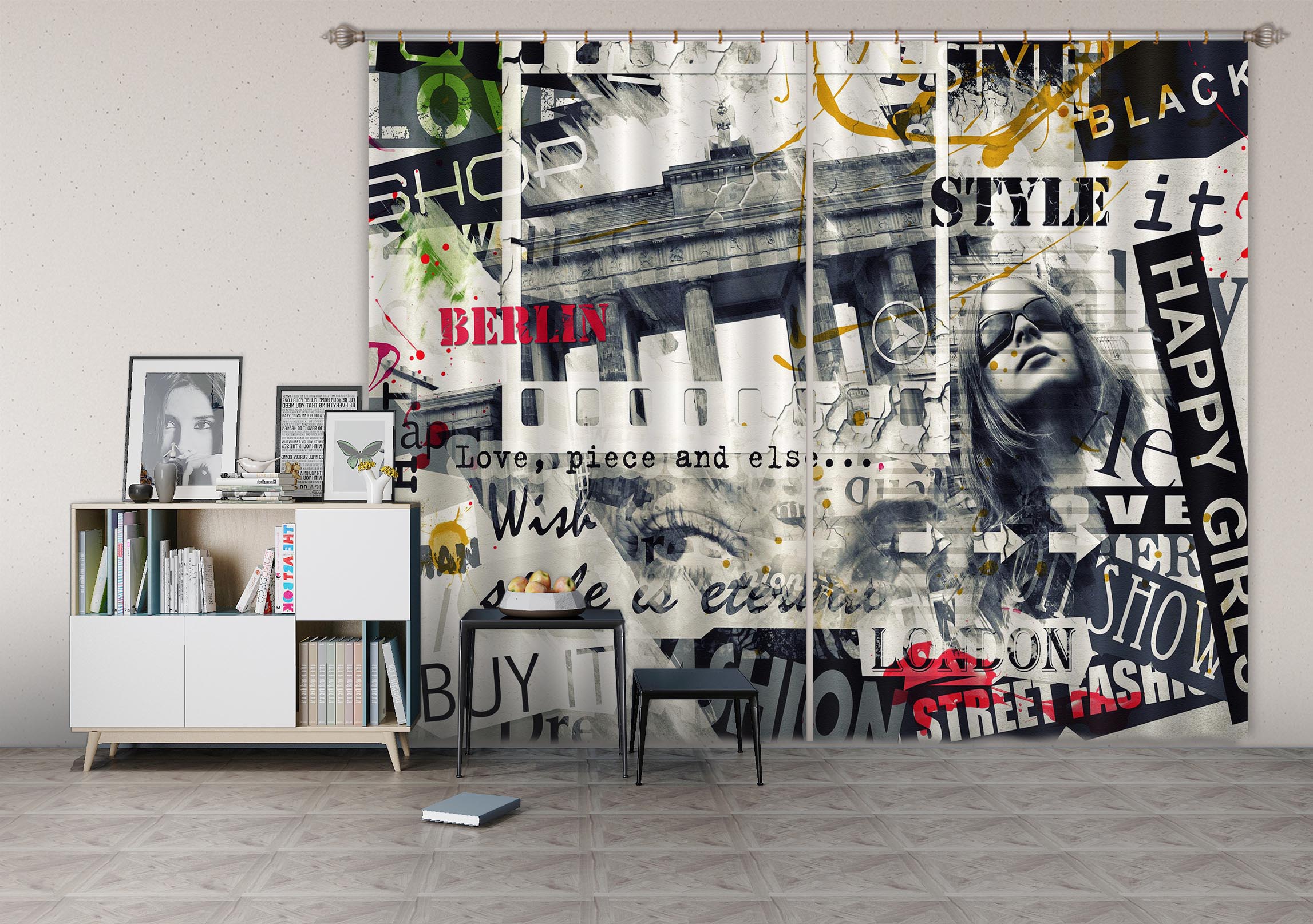 3D Grey City 790 Curtains Drapes