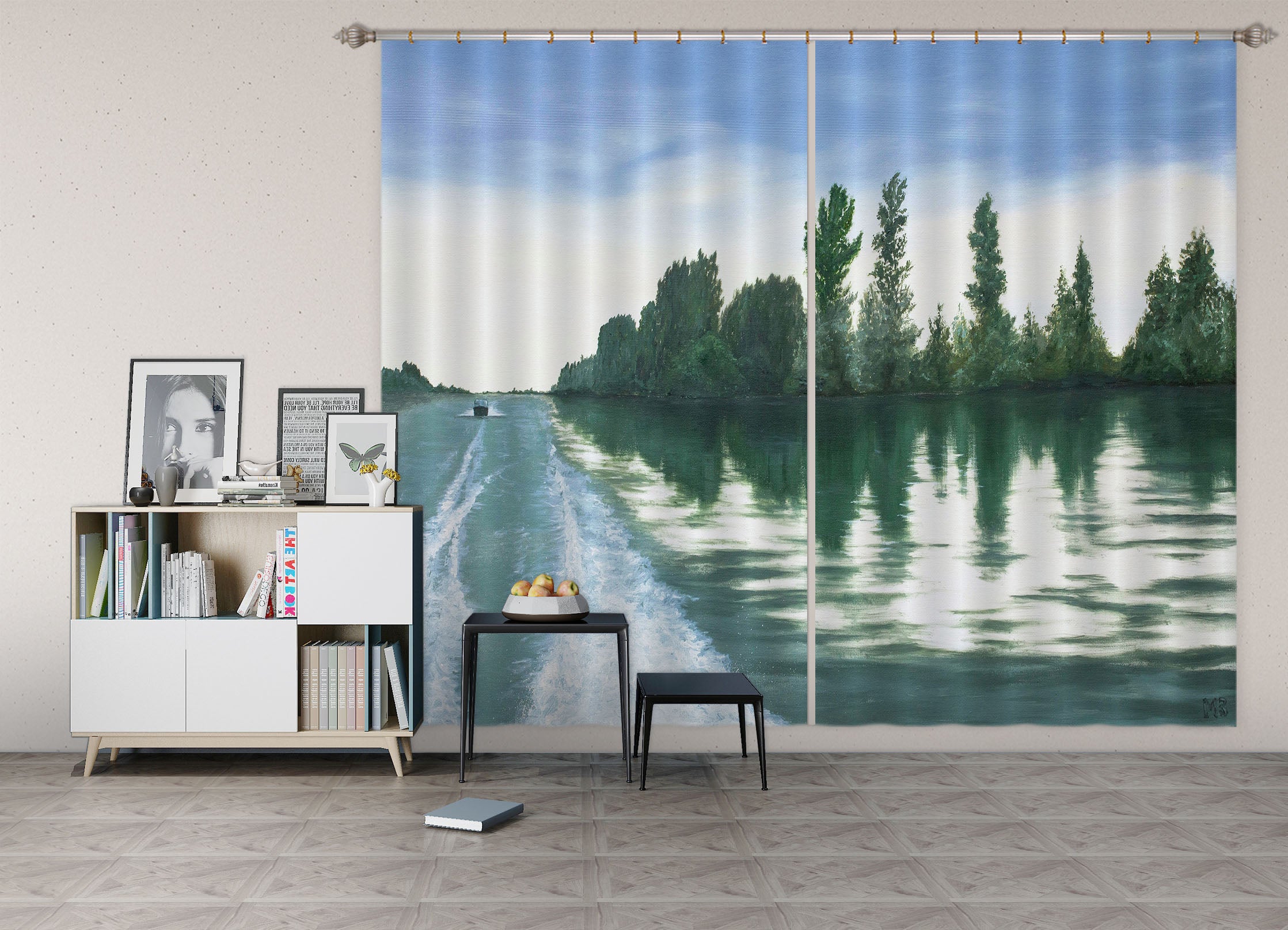3D Forest River 1739 Marina Zotova Curtain Curtains Drapes
