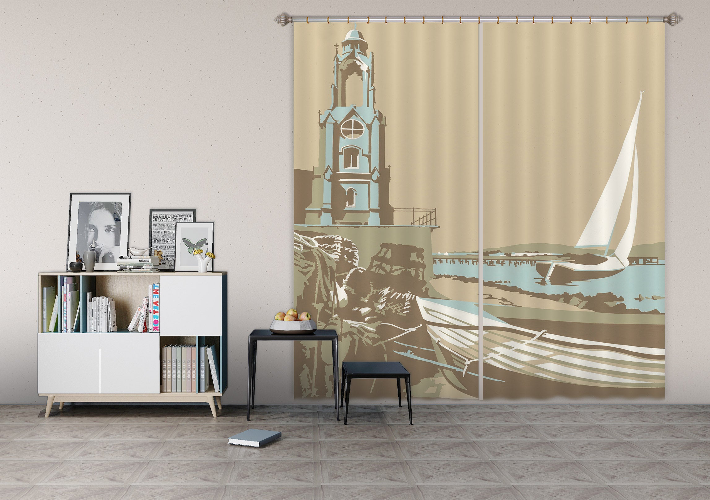 3D Swanage Tower 163 Steve Read Curtain Curtains Drapes