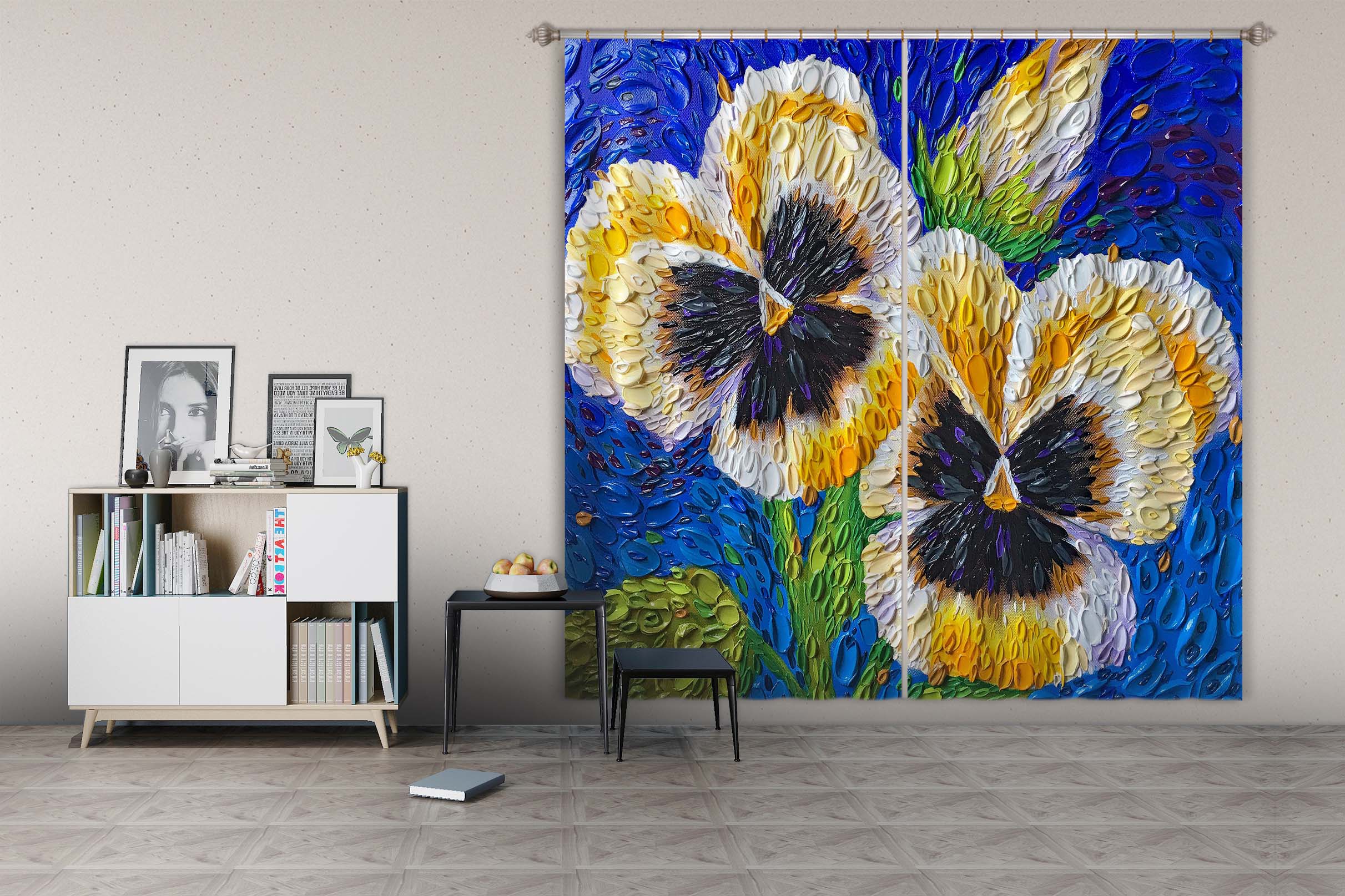 3D Pansy 067 Dena Tollefson Curtain Curtains Drapes