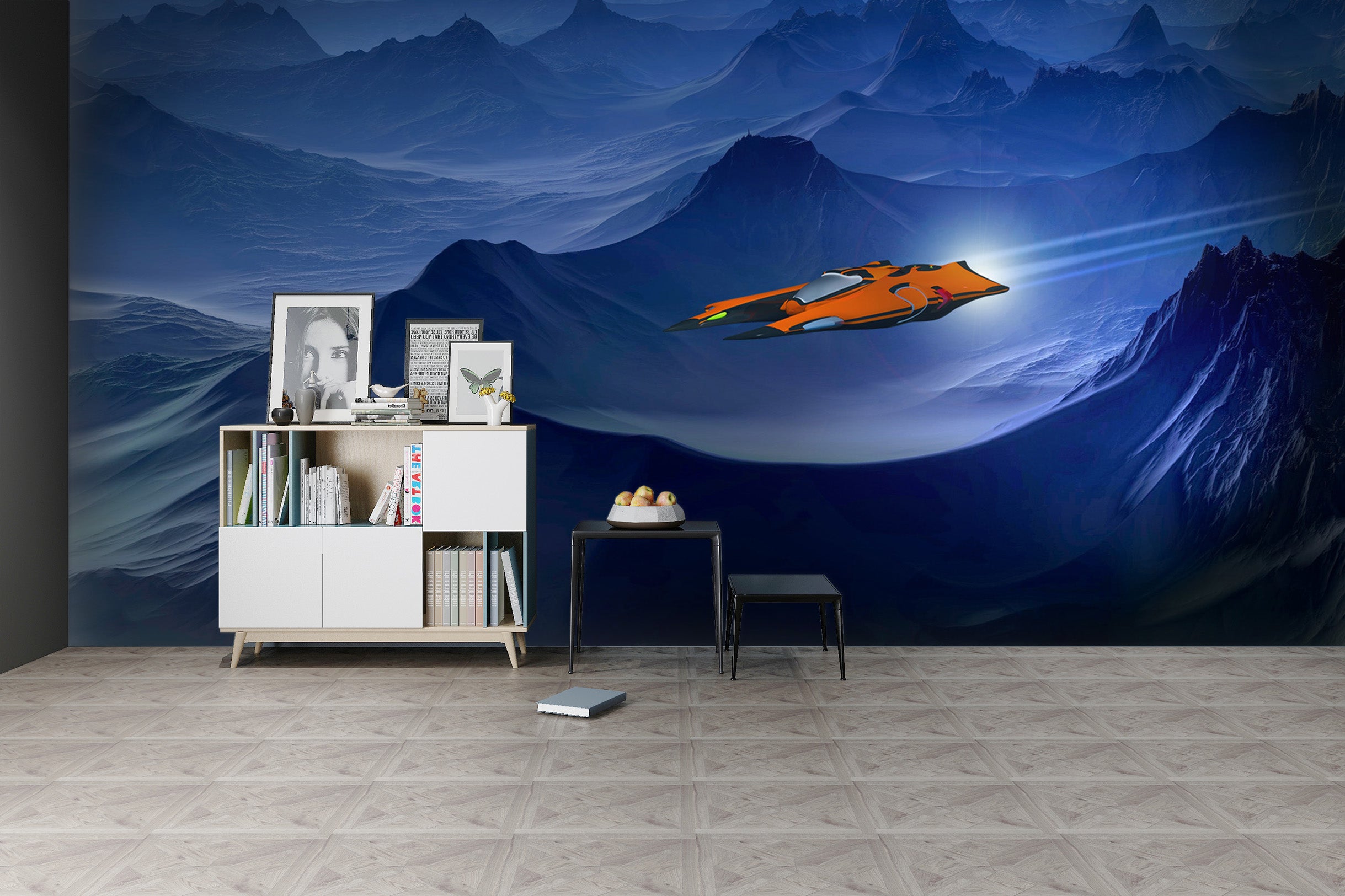 3D Spaceship Mountain 211 Vehicle Wall Murals