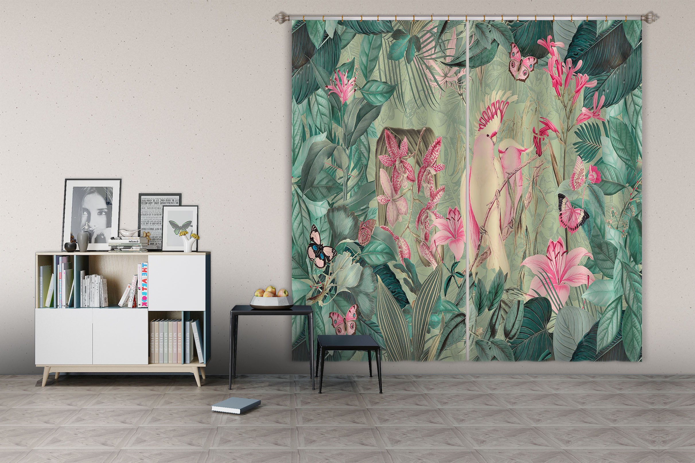 3D Cockatoos And Butterflies 050Andrea haase Curtain Curtains Drapes