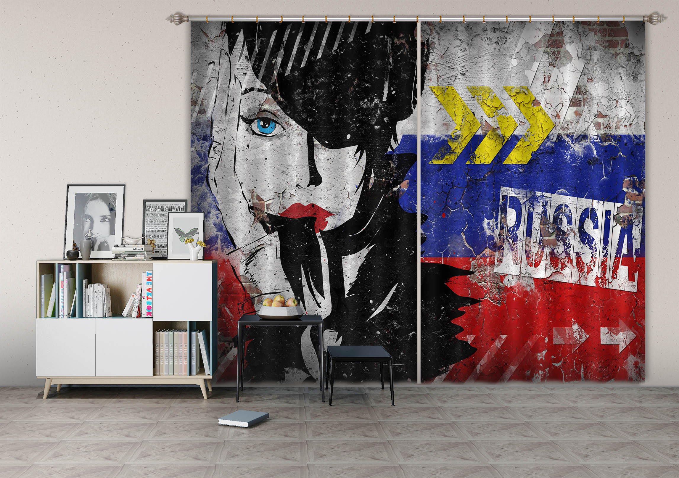 3D Playful Girl 770 Curtains Drapes