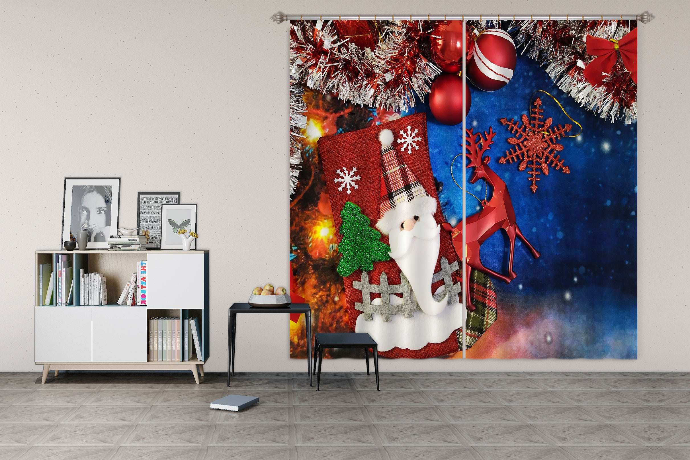 3D Santa Claus 53150 Christmas Curtains Drapes Xmas