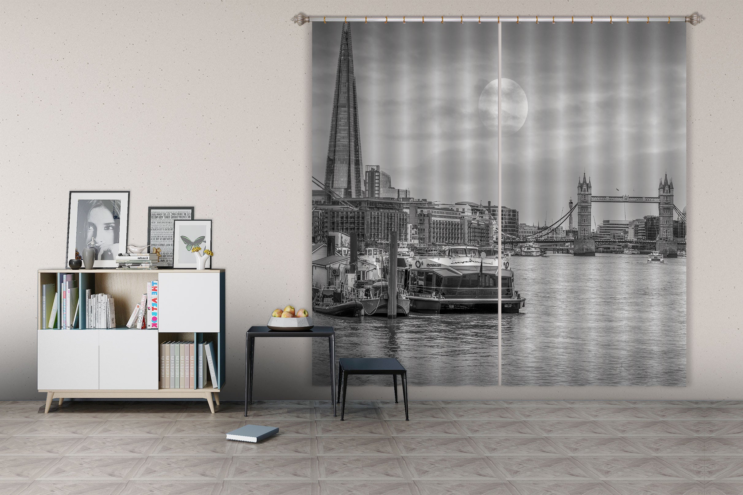 3D Bridge Building 6561 Assaf Frank Curtain Curtains Drapes