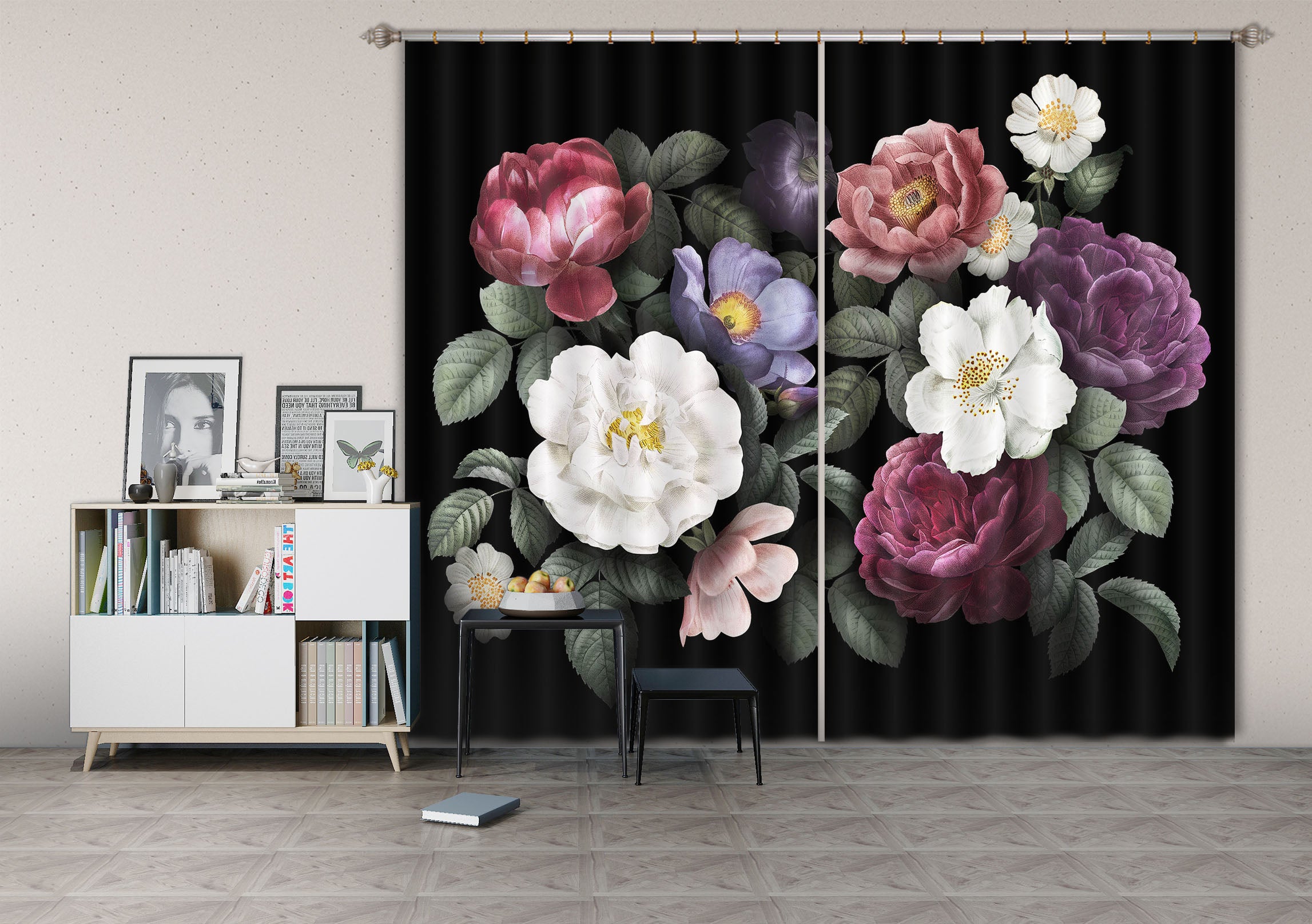 3D Colored Petals 735 Curtains Drapes