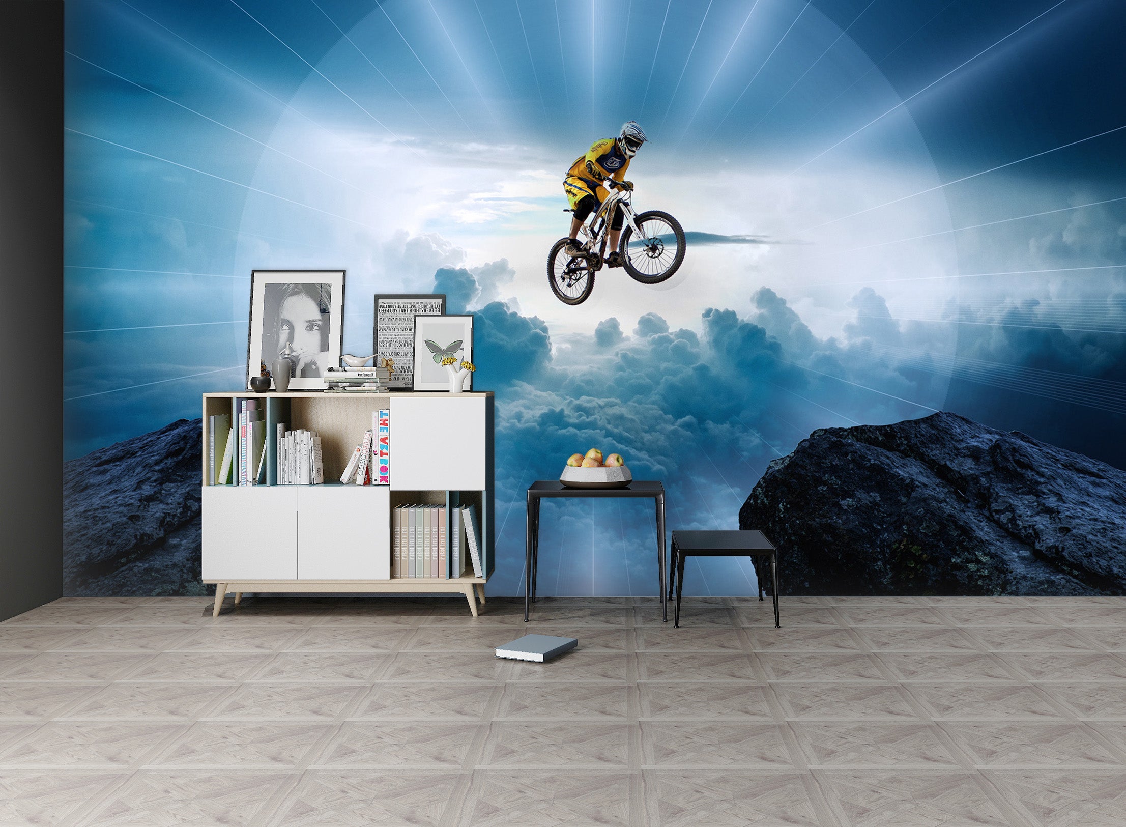 3D Mountain Bike 135 Vehicle Wall Murals