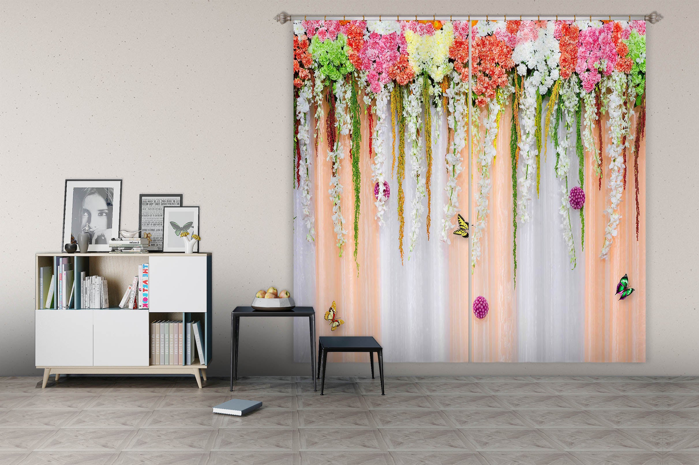 3D Flower Wall 844 Curtains Drapes
