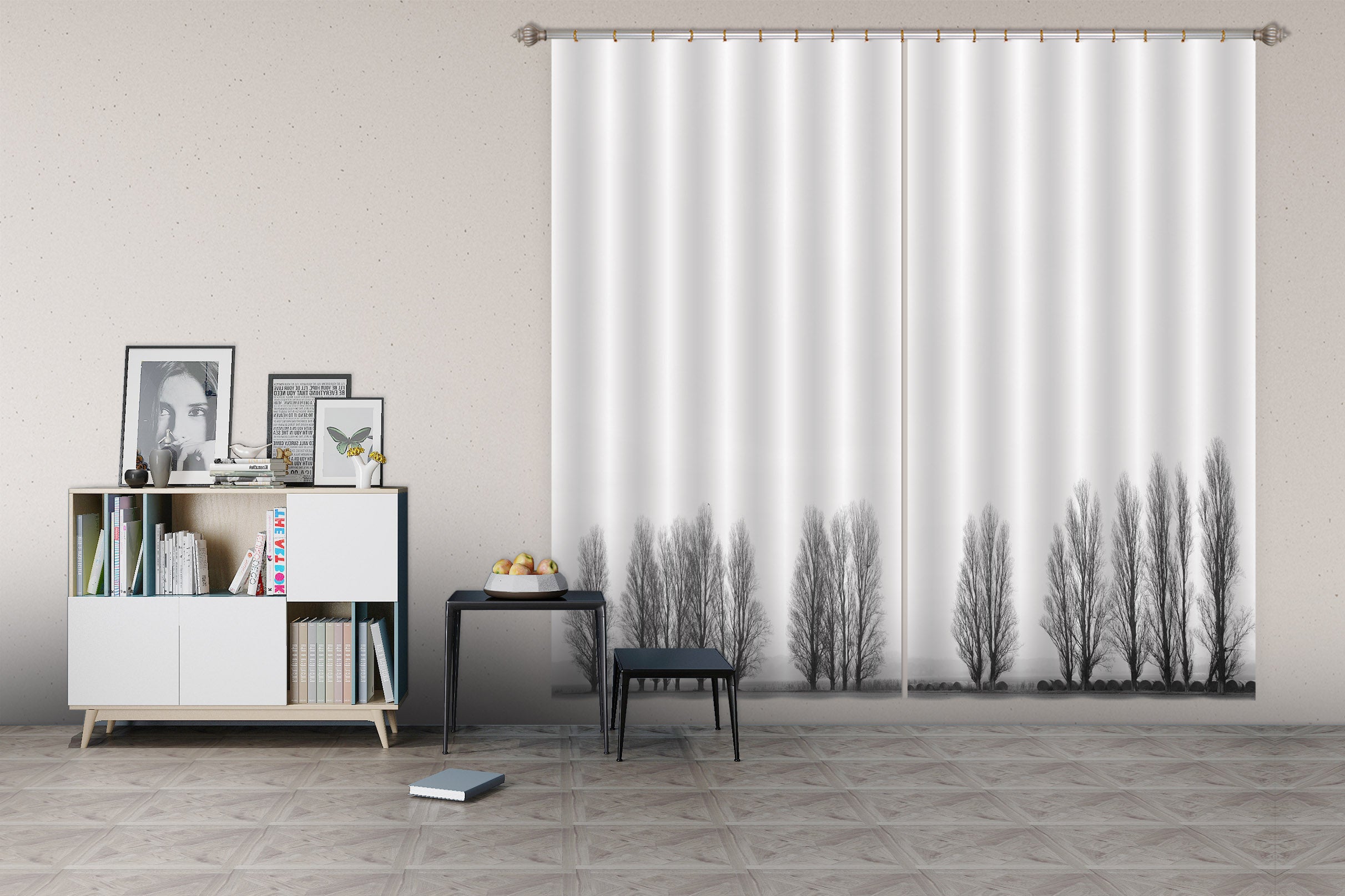 3D Little Black Tree 188 Marco Carmassi Curtain Curtains Drapes