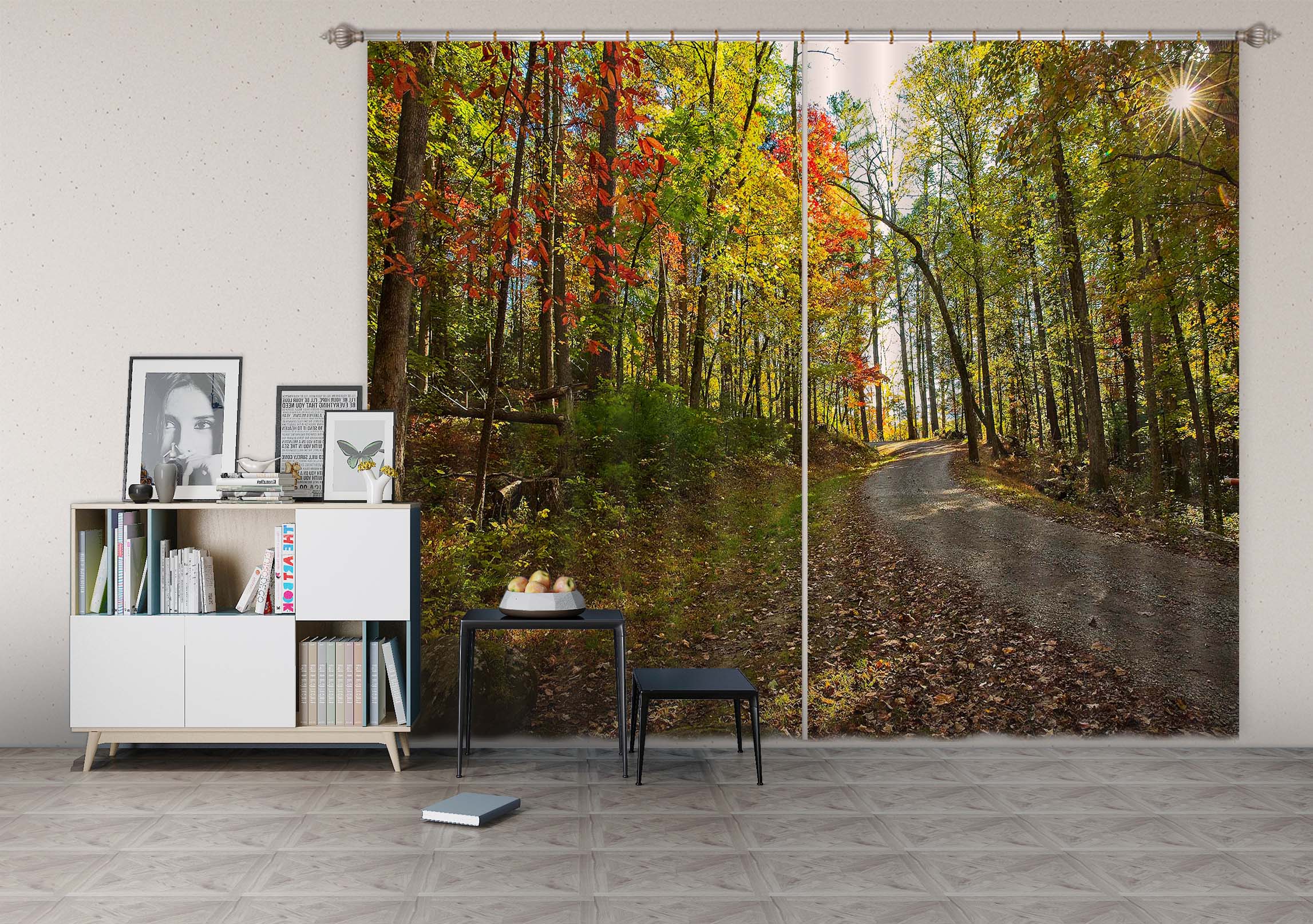 3D Sunny Forest 060 Kathy Barefield Curtain Curtains Drapes