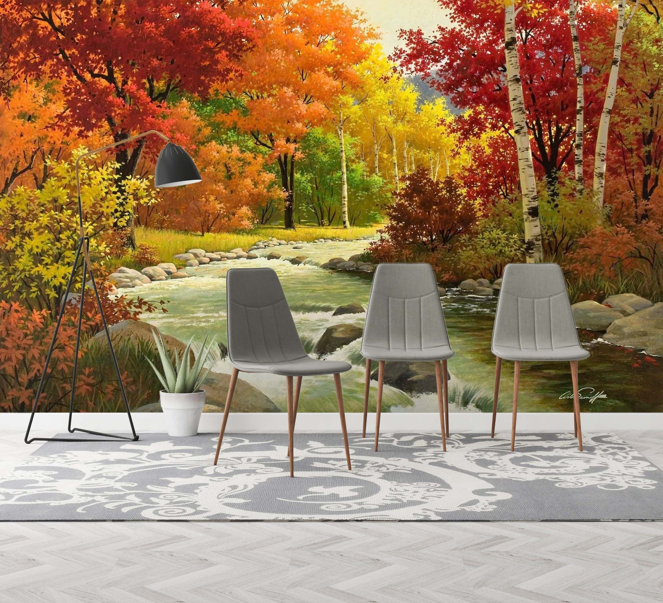 3D Autumn Landscape 024 Wall Murals Wallpaper AJ Wallpaper 2
