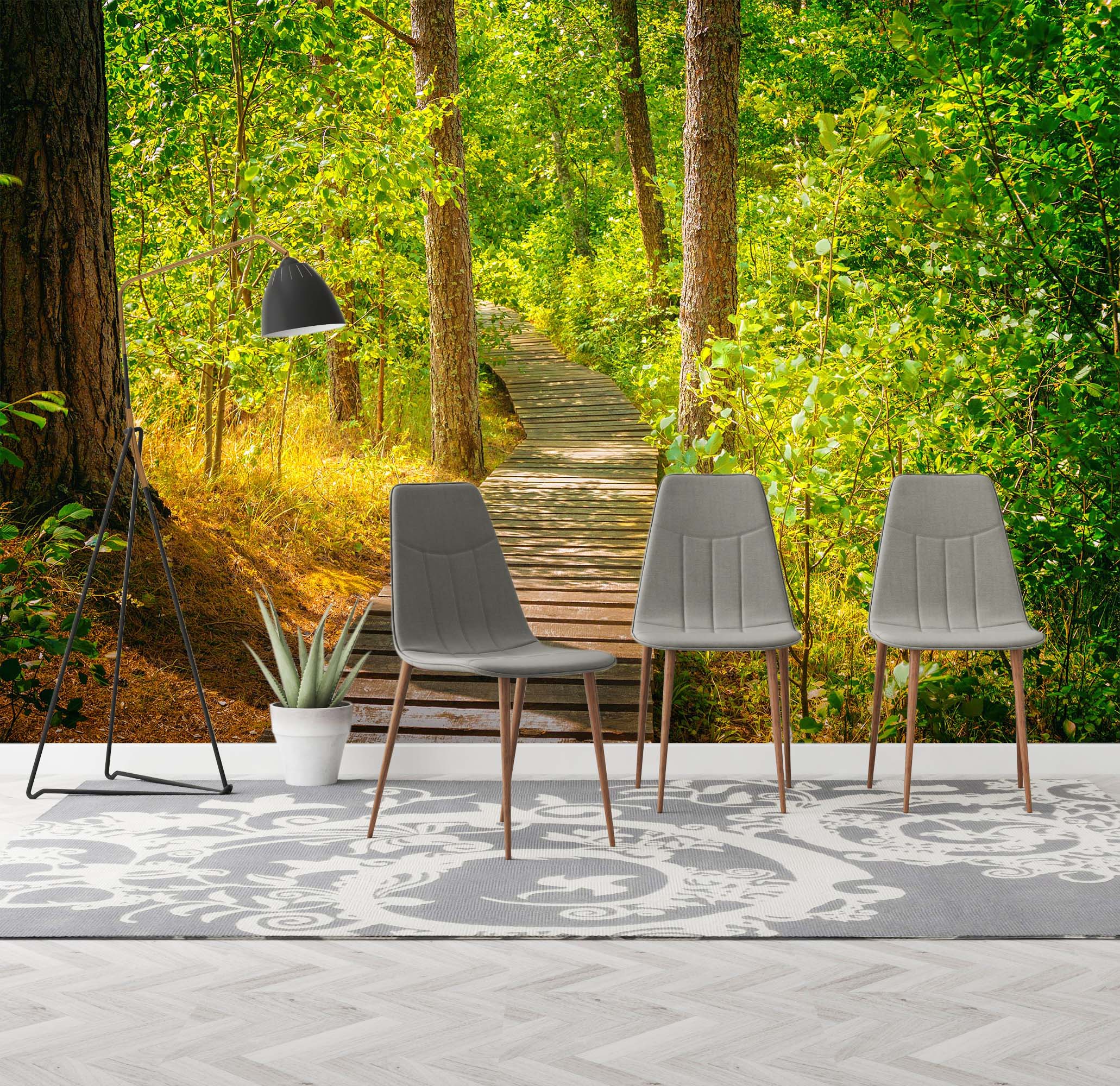 3D Wooden Bridge Forest 23 Wall Murals Wallpaper AJ Wallpaper 2