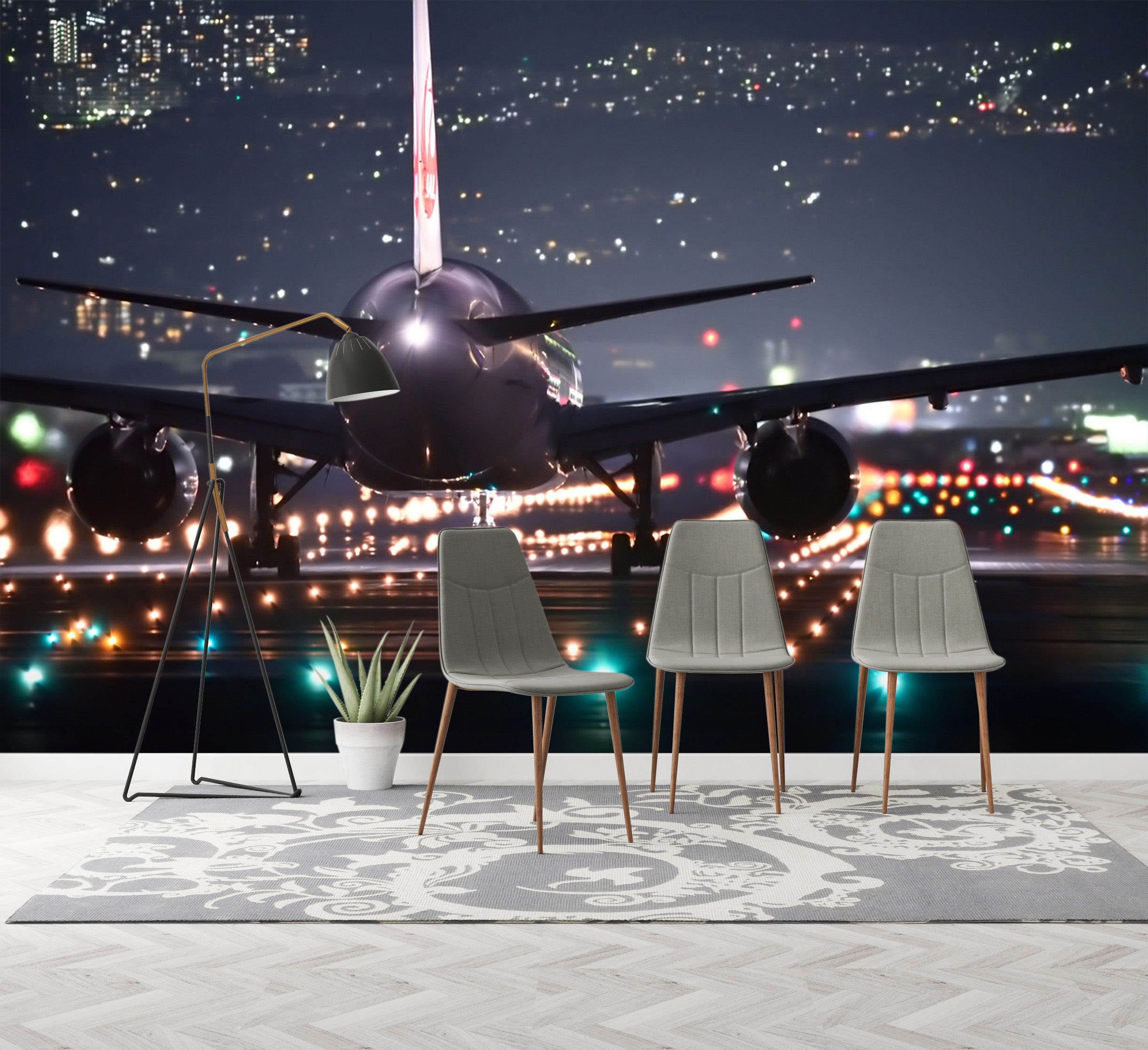 3D Night Airport 039 Vehicle Wall Murals