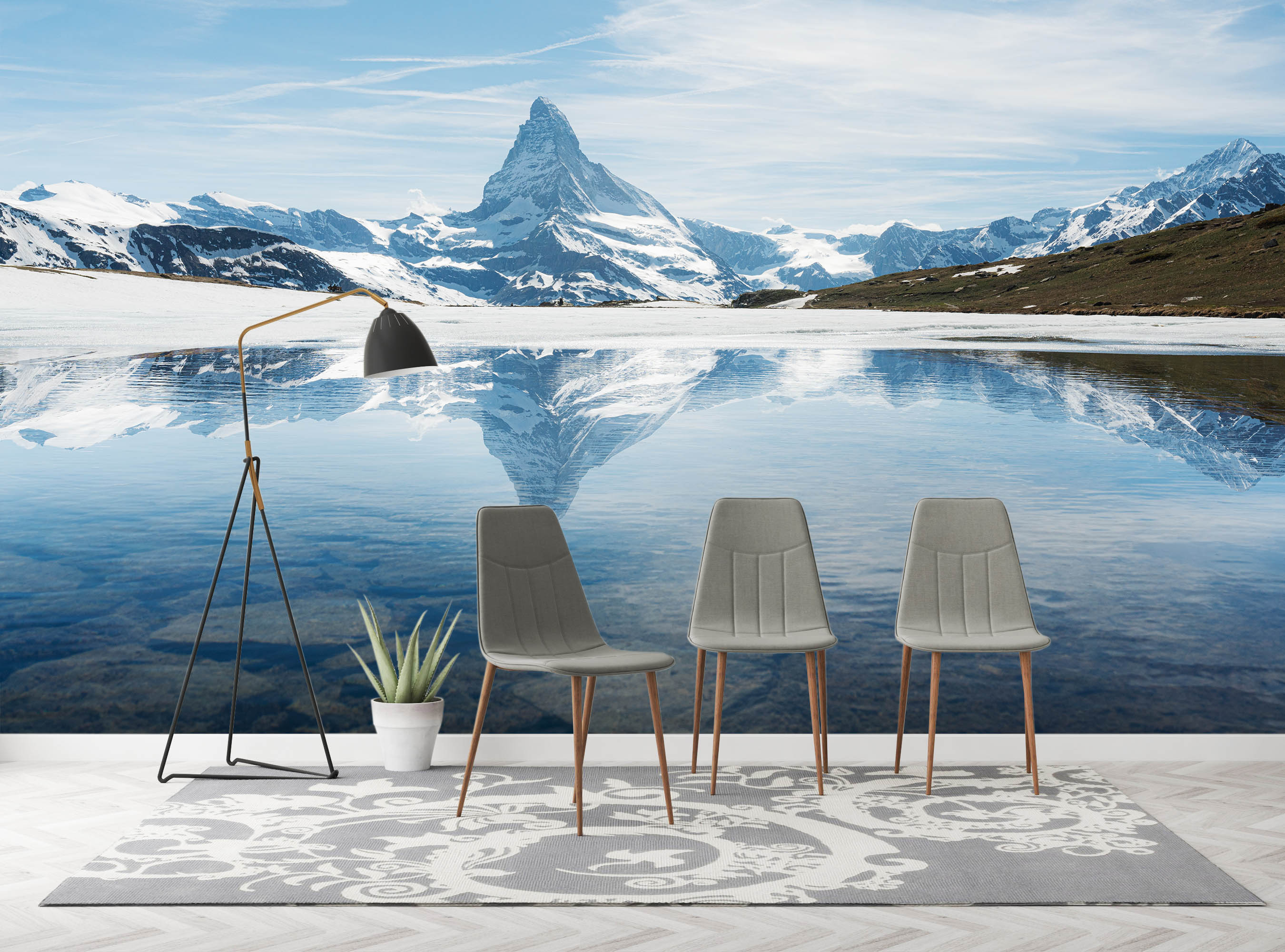 3D Snow Mountain Lake 39 Wall Murals