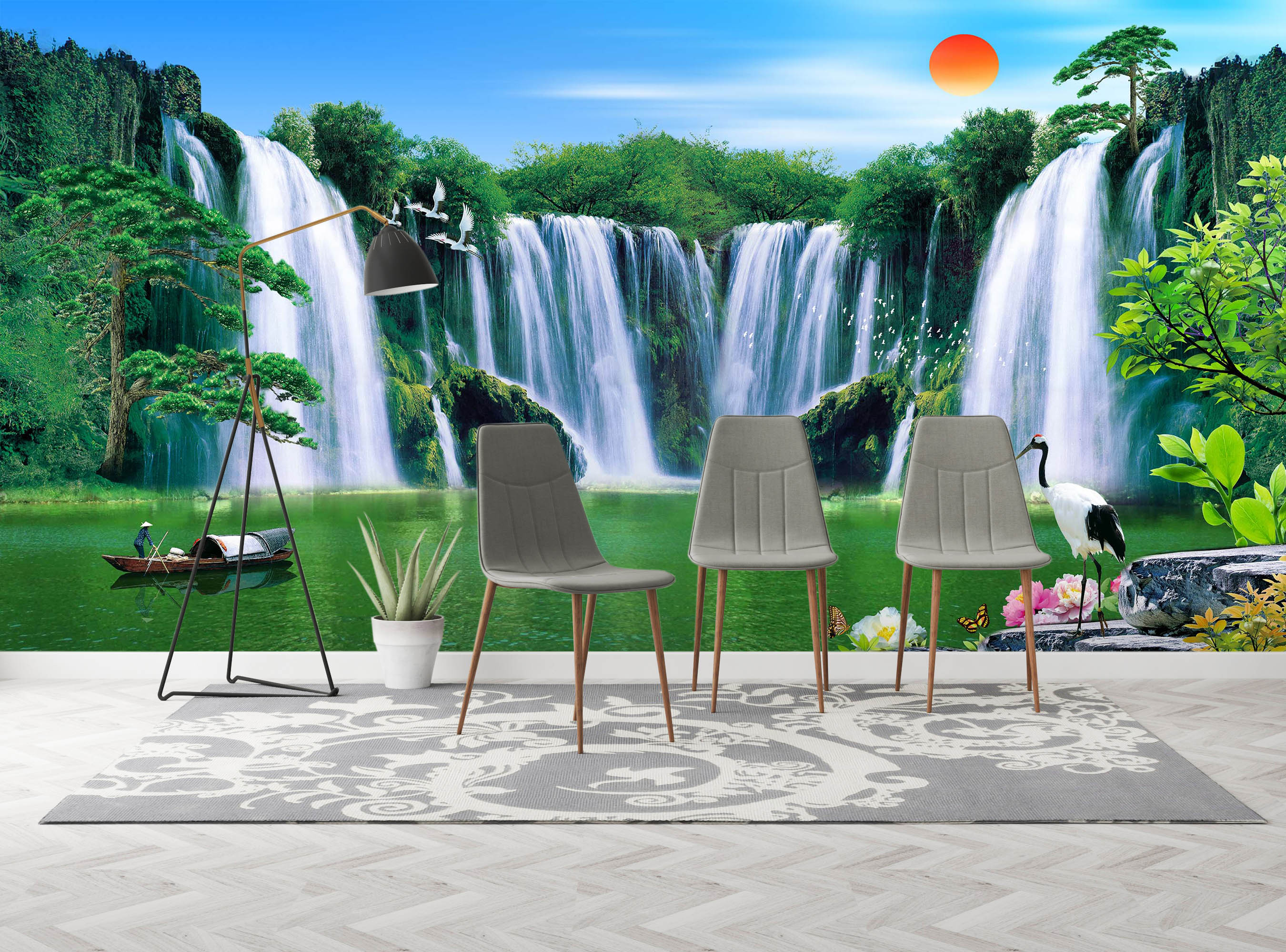 3D Landscape Waterfall 1503 Wall Murals