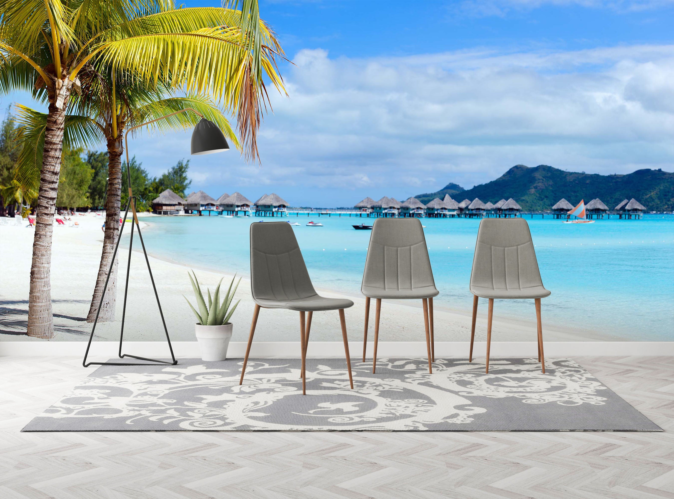 3D Coconut Tree Beach 1448 Wall Murals