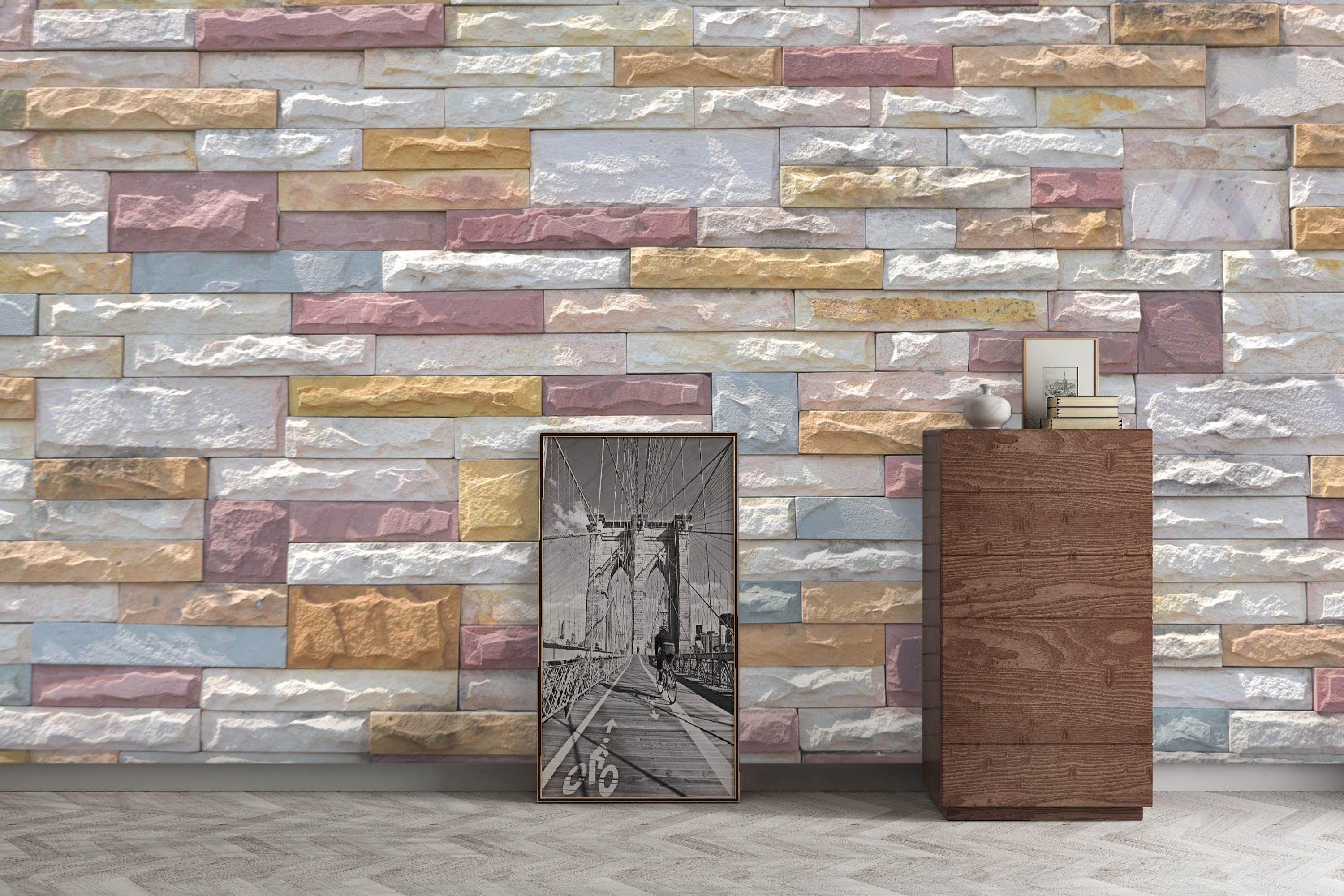 3D Concave Color Slate 84 Wall Murals