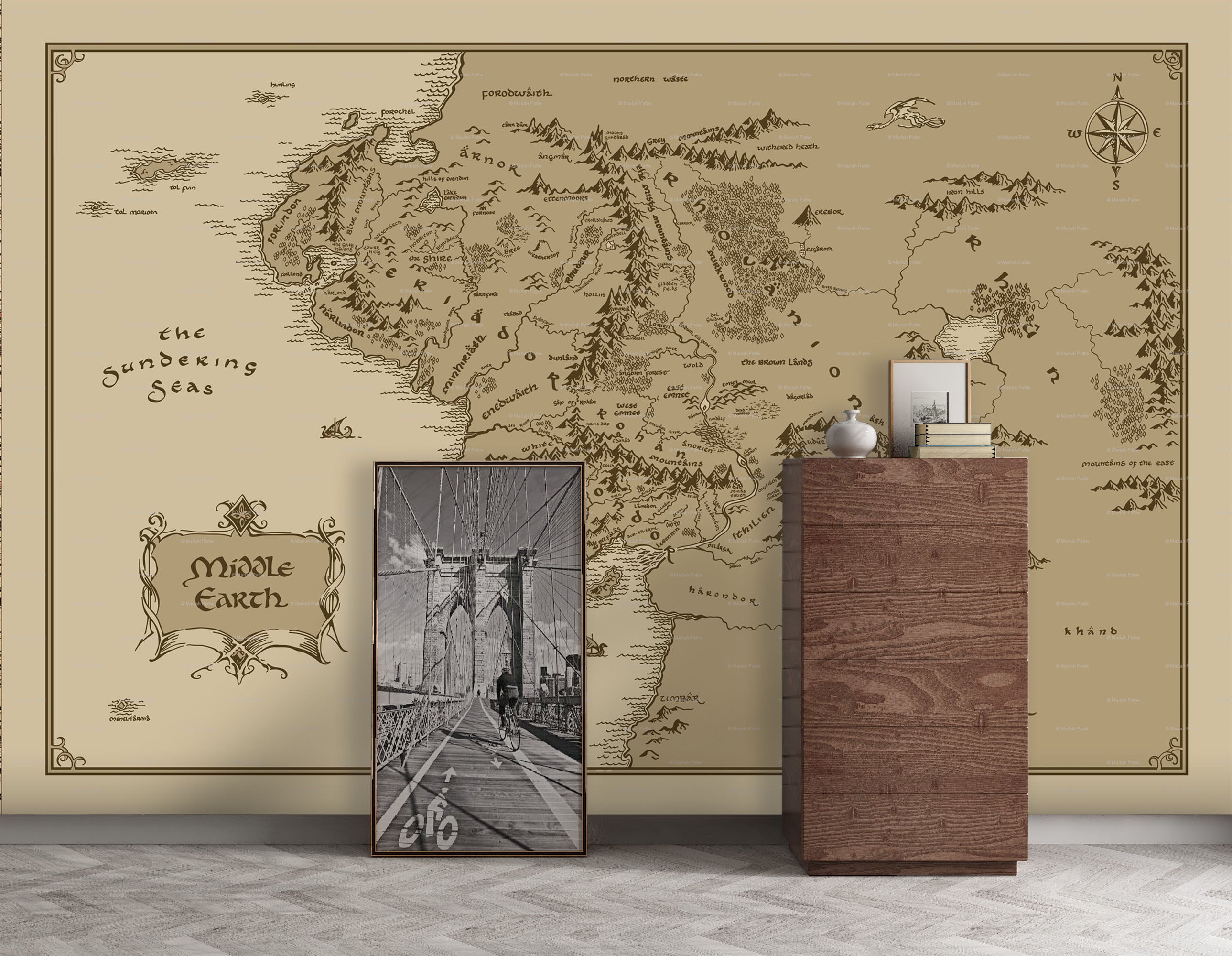 3D World Map Yellow 025 Wall Murals