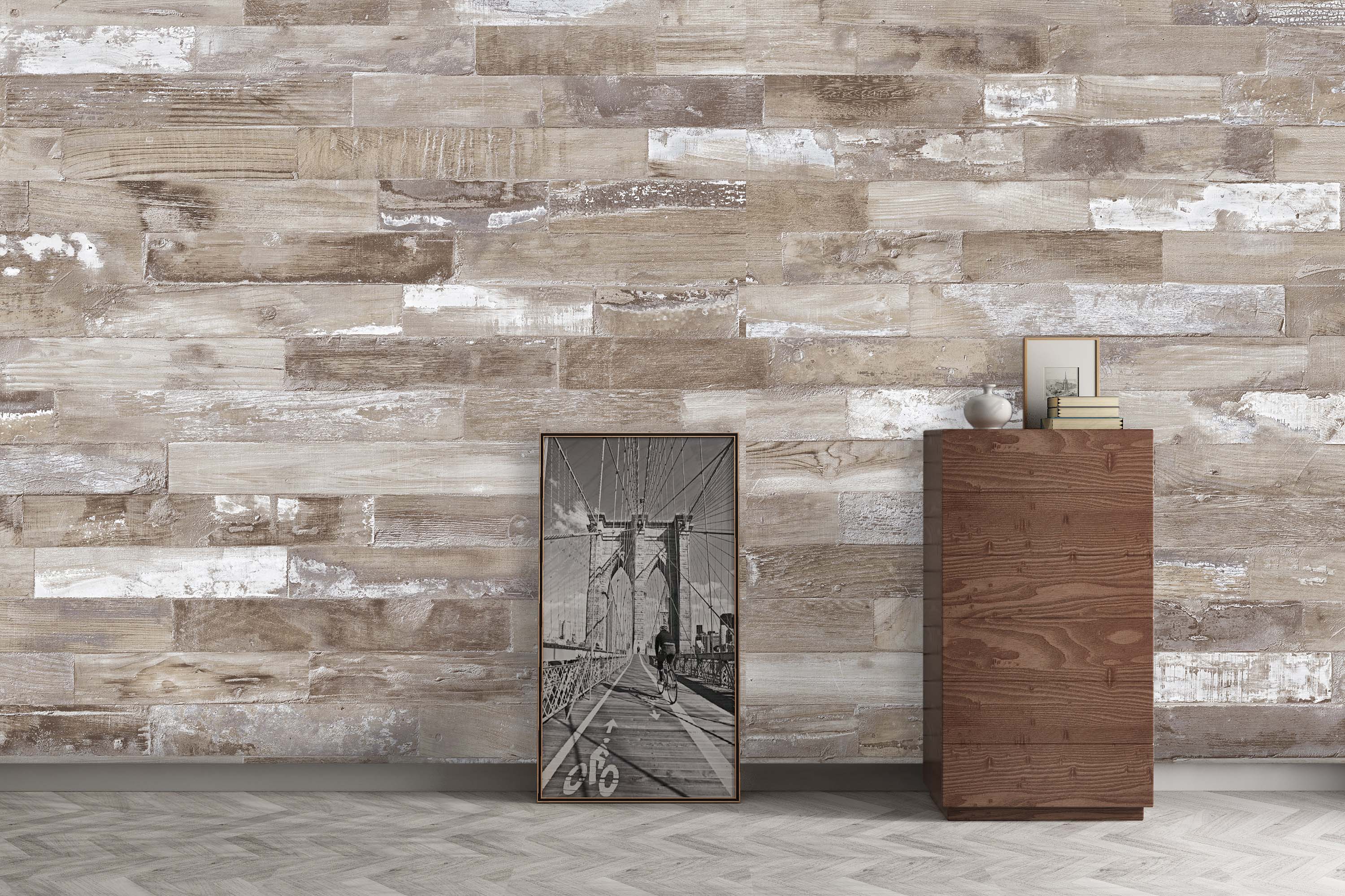 3D Wood White Paint 42 Wall Murals