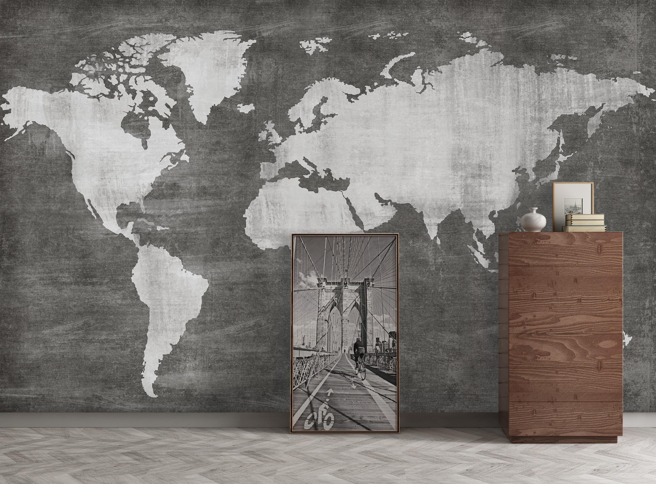 3D Black World Map 113 Wall Murals Wallpaper AJ Wallpaper 2