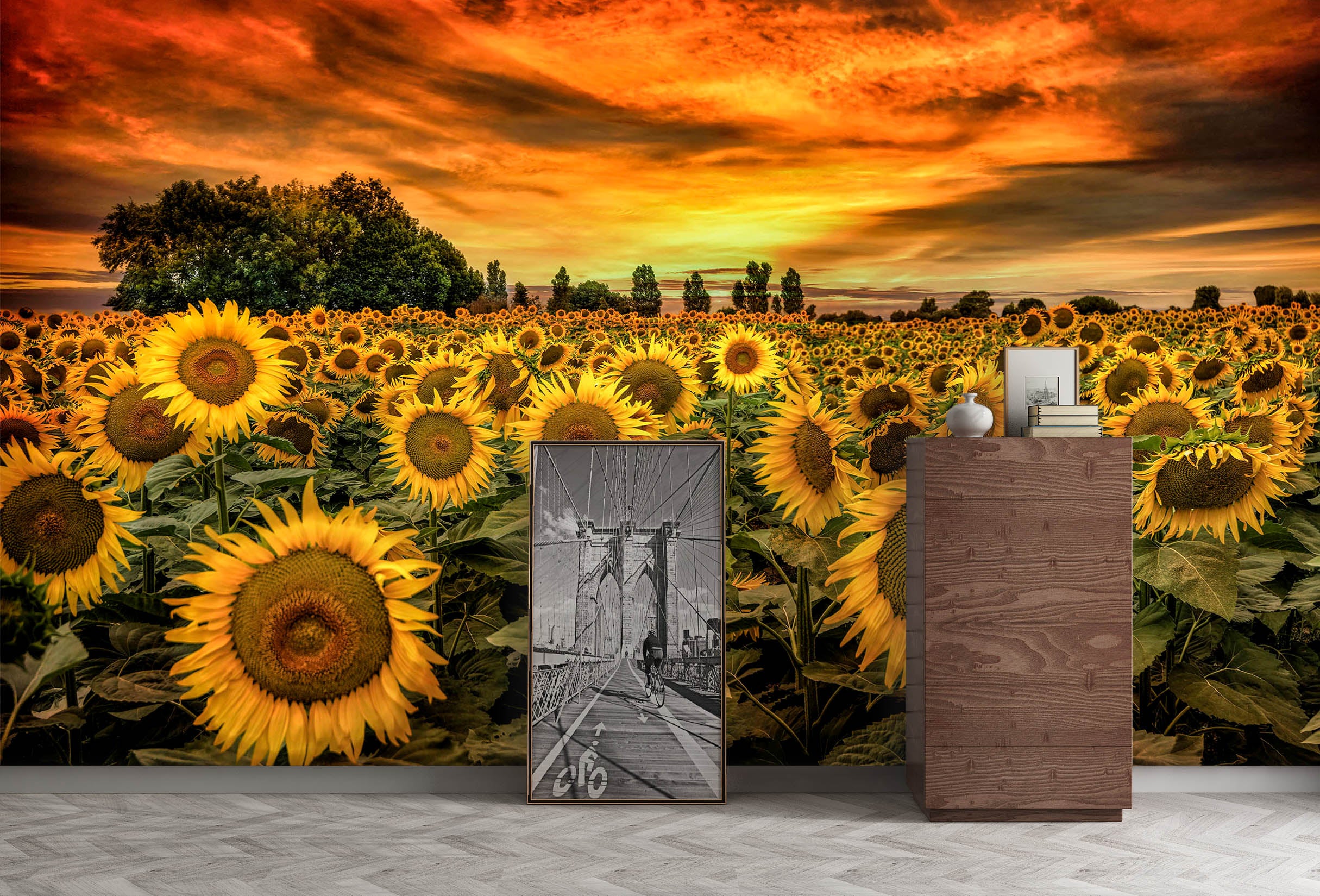 3D Sunflower Garden 1447 Marco Carmassi Wall Mural Wall Murals