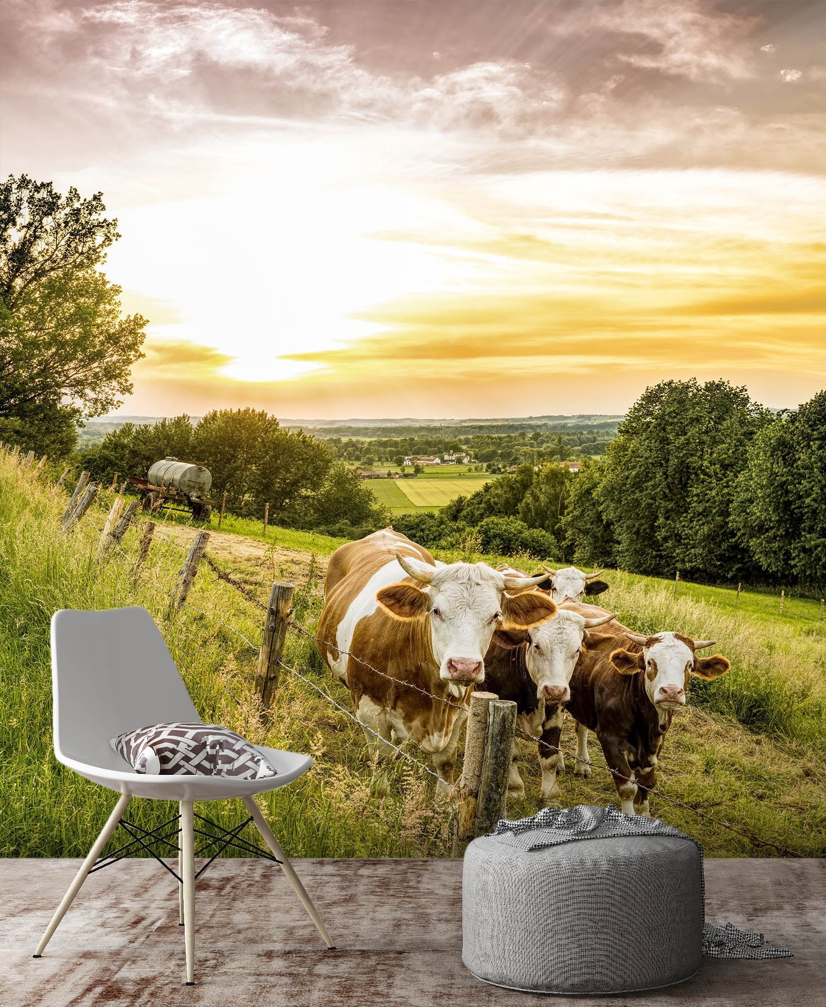 3D Dusk Cow 132 Wallpaper AJ Wallpaper