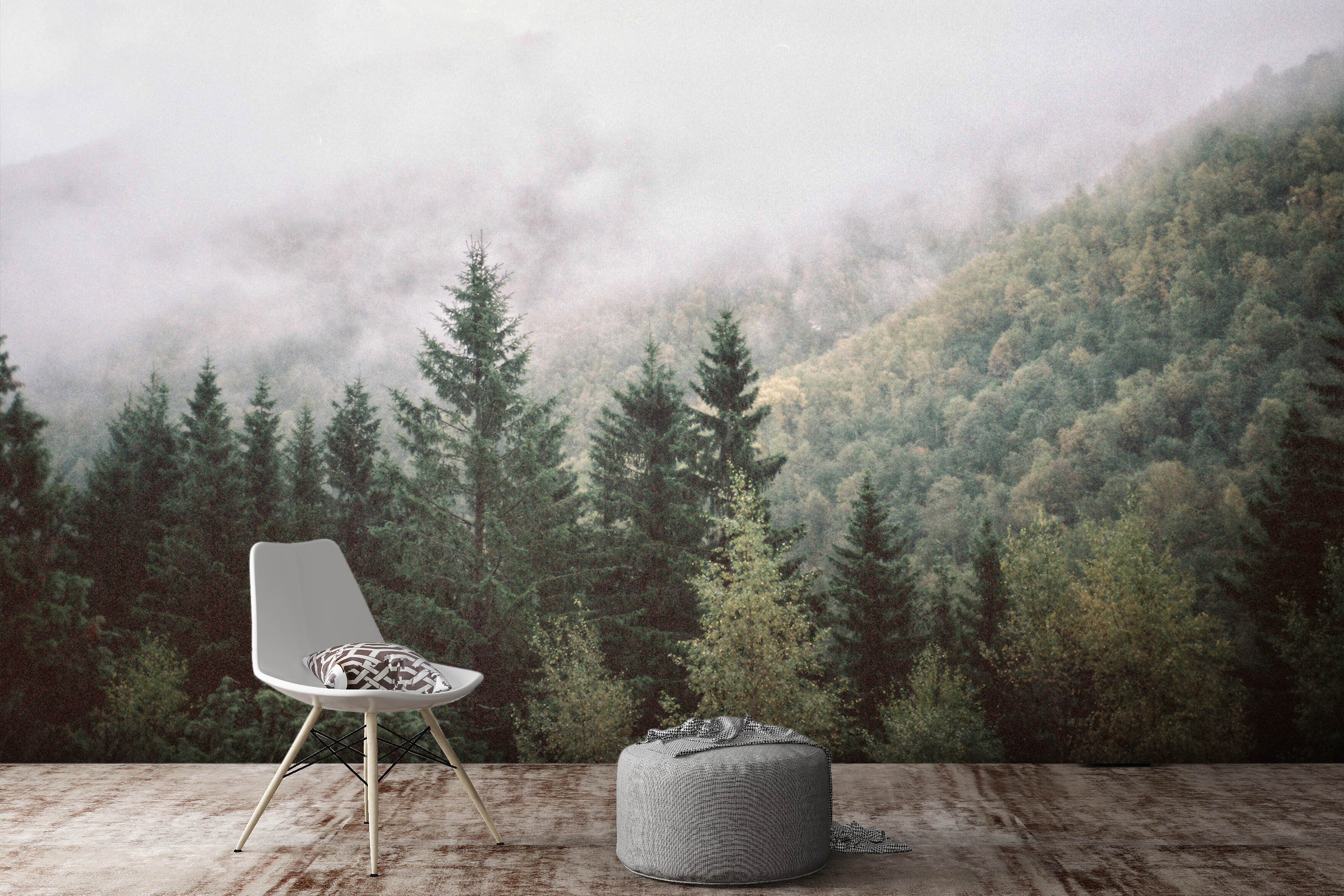 3D Forest Fog 90 Wall Murals