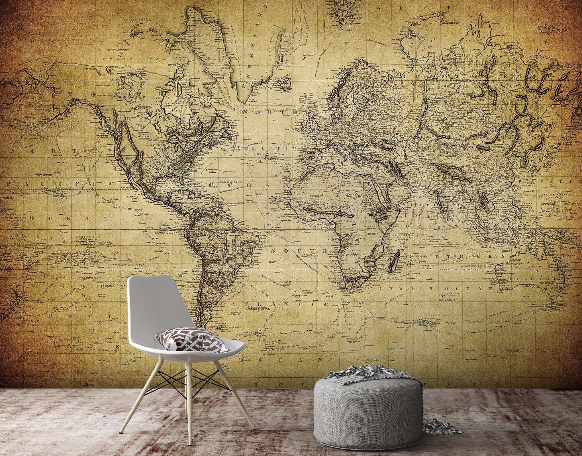 3D Yellow World Map 119 Wall Murals Wallpaper AJ Wallpaper 2