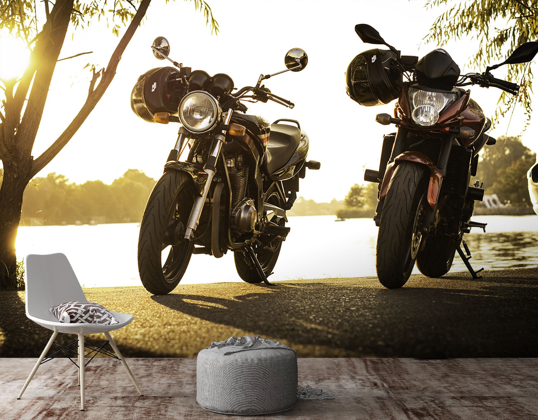 3D Motorcycle River 133 Vehicle Wall Murals